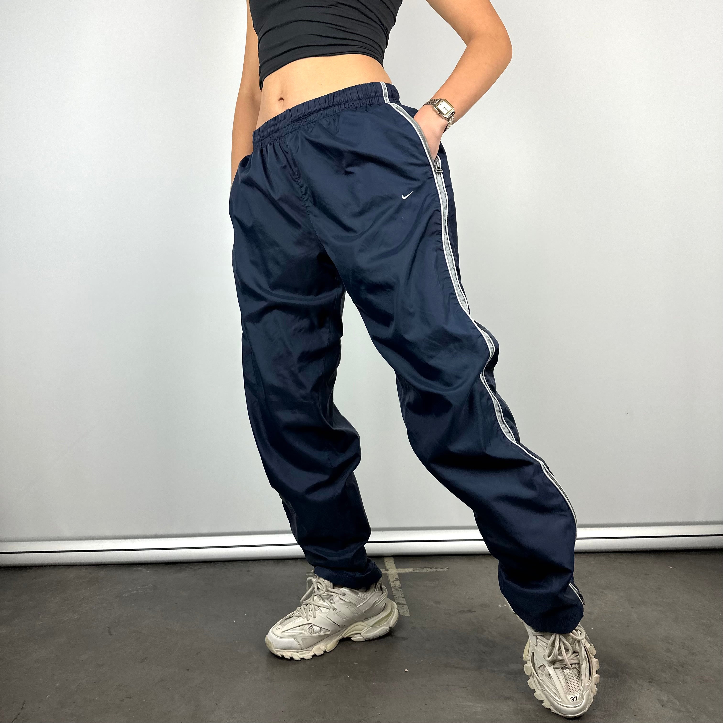 Nike Navy Embroidered Swoosh Track Pants (M)