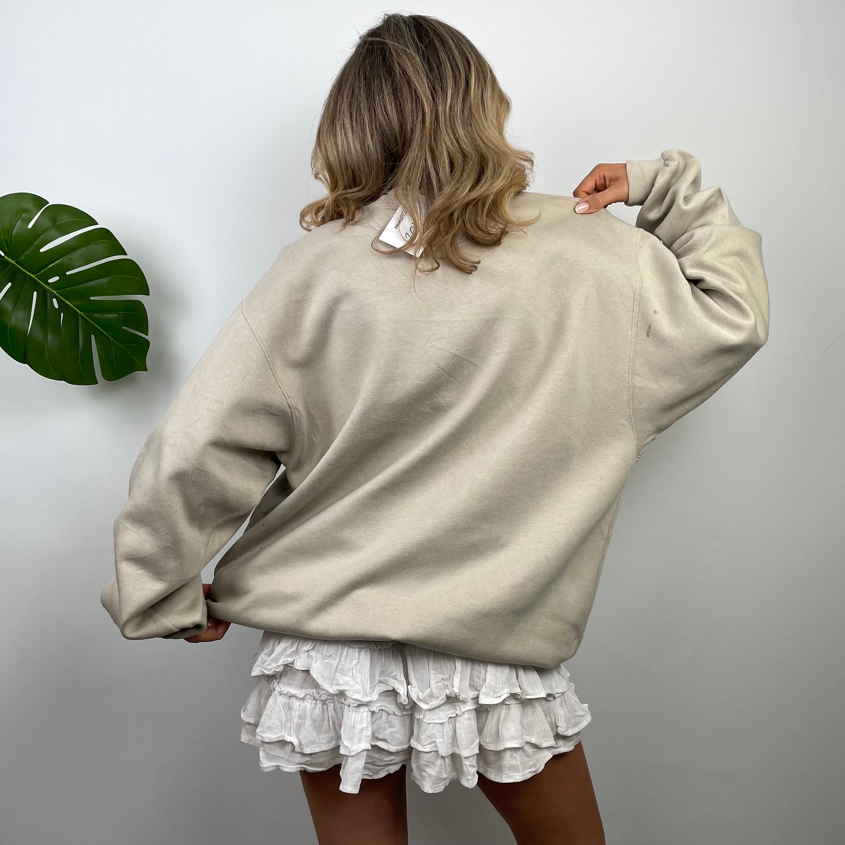 Champion RARE Tan Embroidered Spell Out Sweatshirt