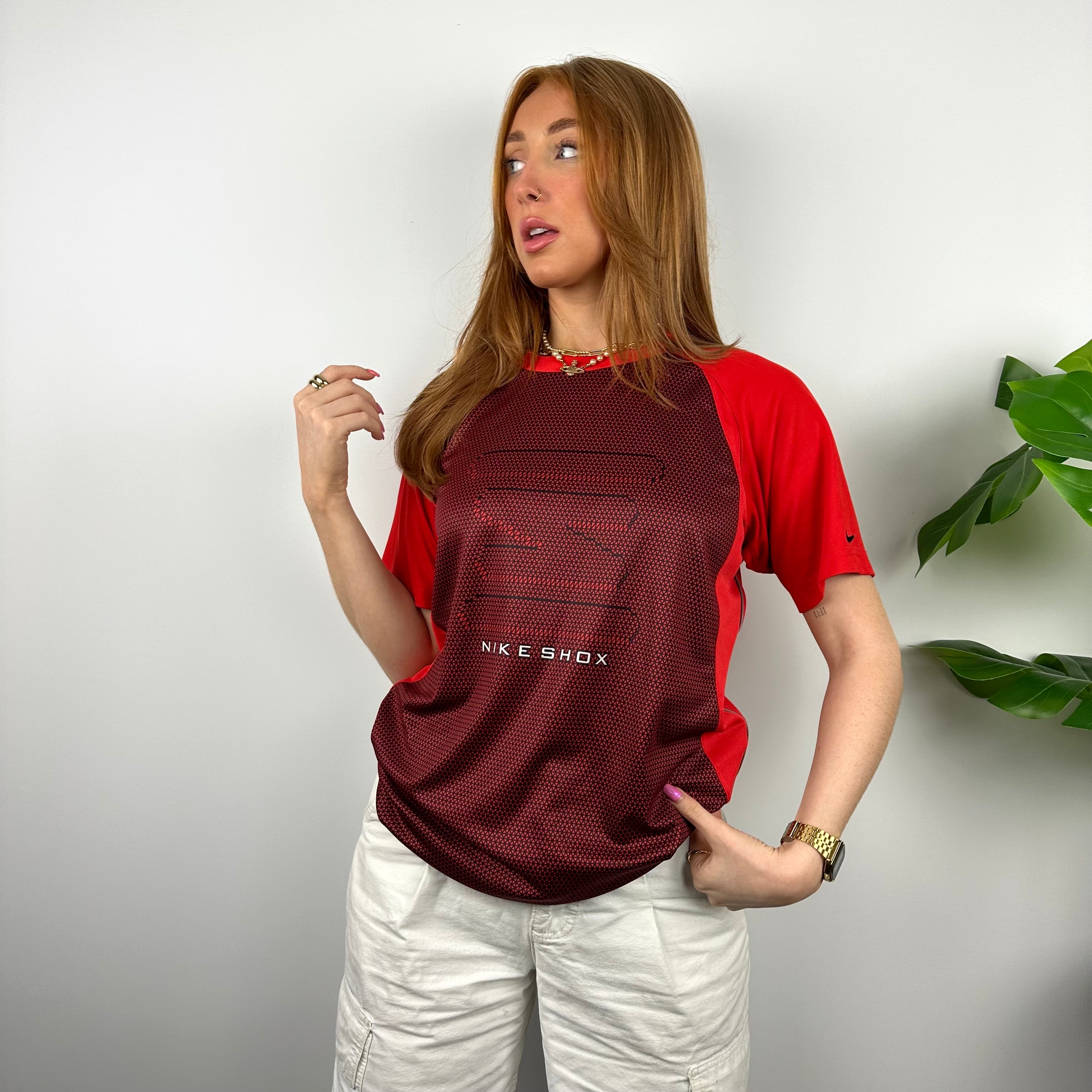Nike Shox RARE Red & Black Spell Out T Shirt (S)