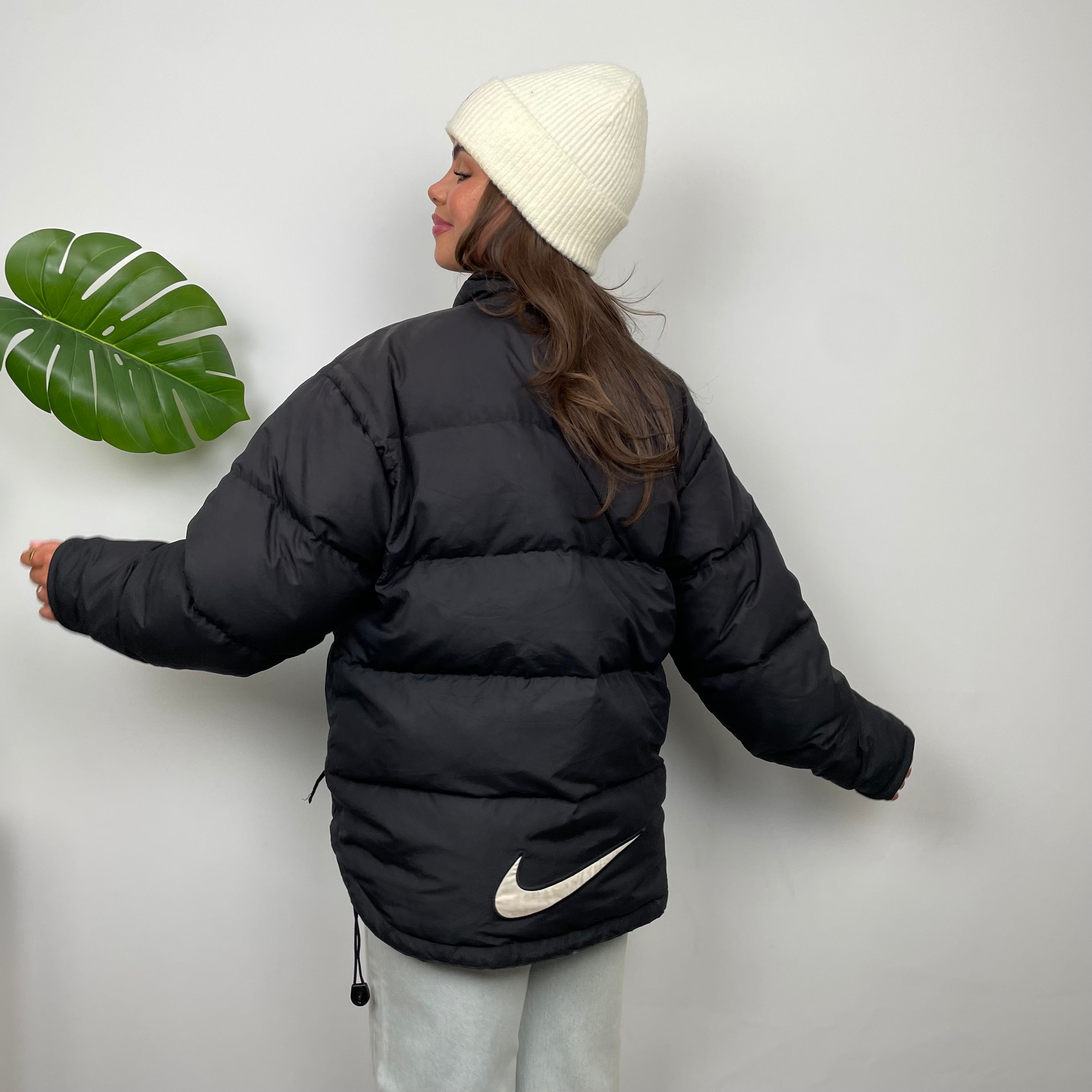 Nike Black Embroidered Swoosh Puffer Jacket (L)