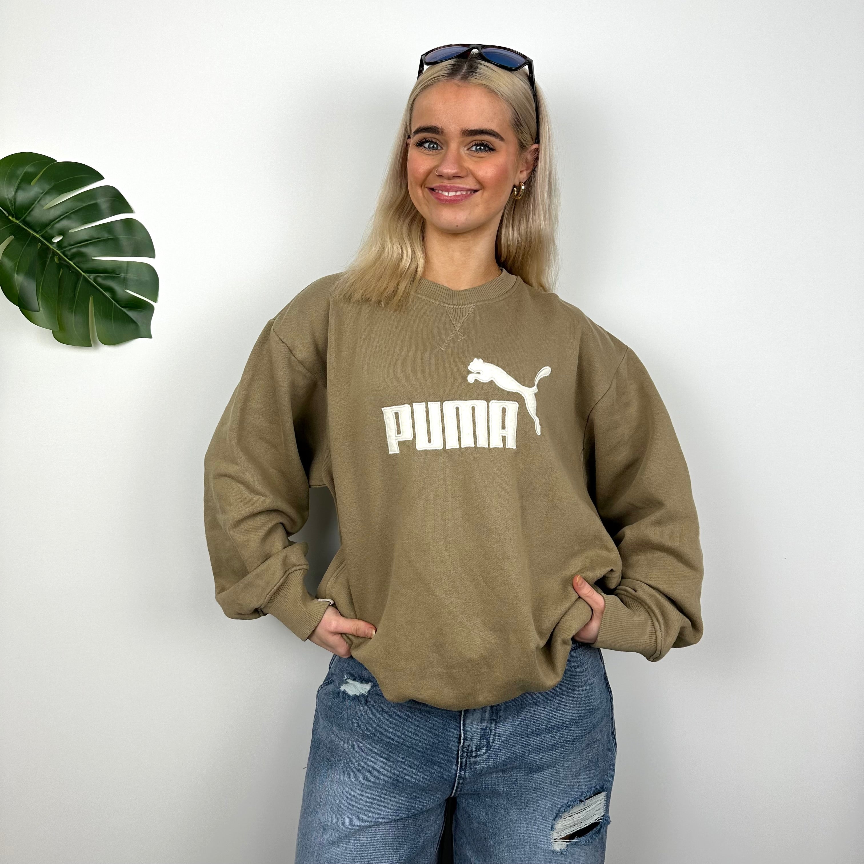 Puma Caramel Embroidered Spell Out Sweatshirt (M)