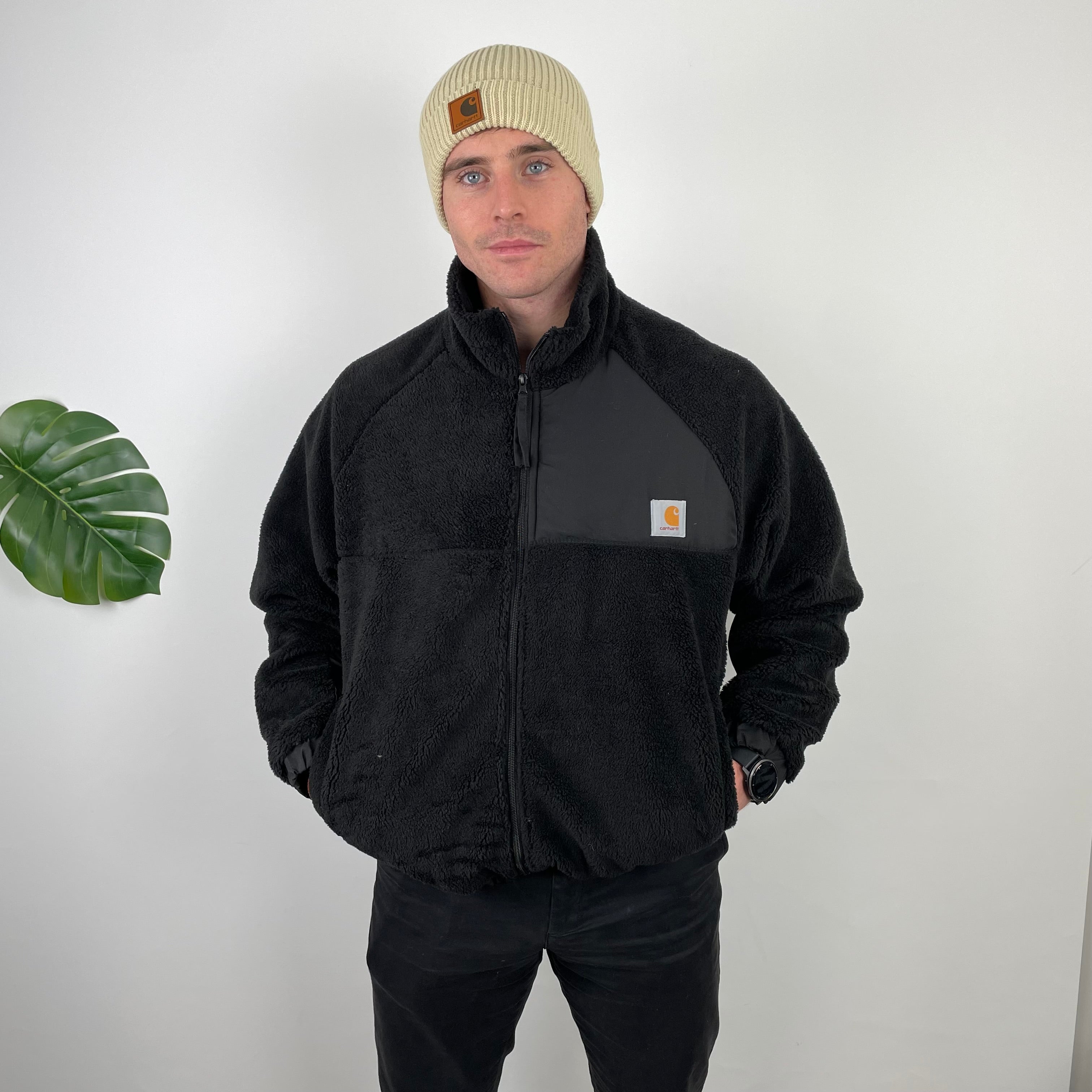 Carhartt Black Teddy Bear Sherpa Fleece Zip Up Jacket (L)