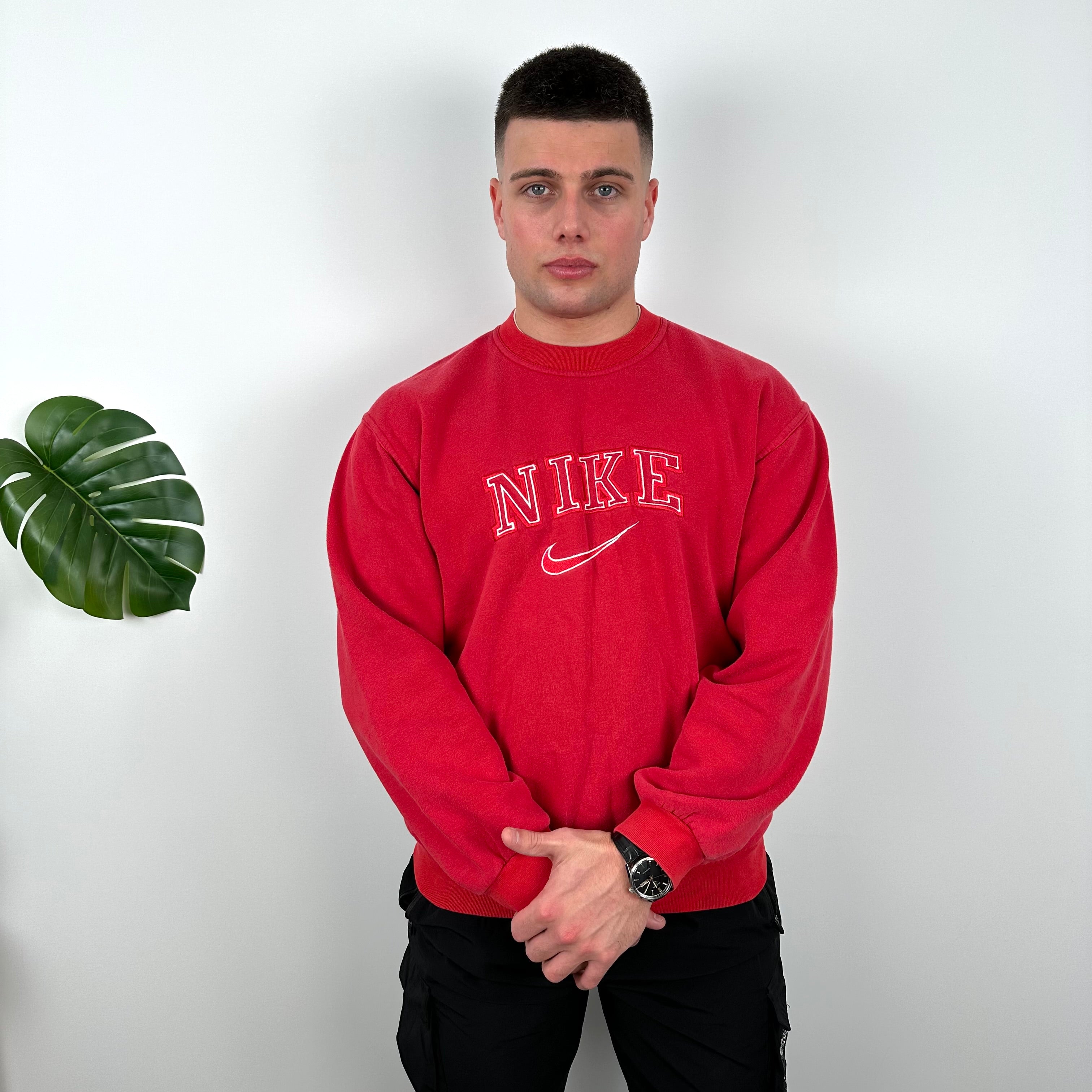 Nike Red Embroidered Spell Out Sweatshirt (M)