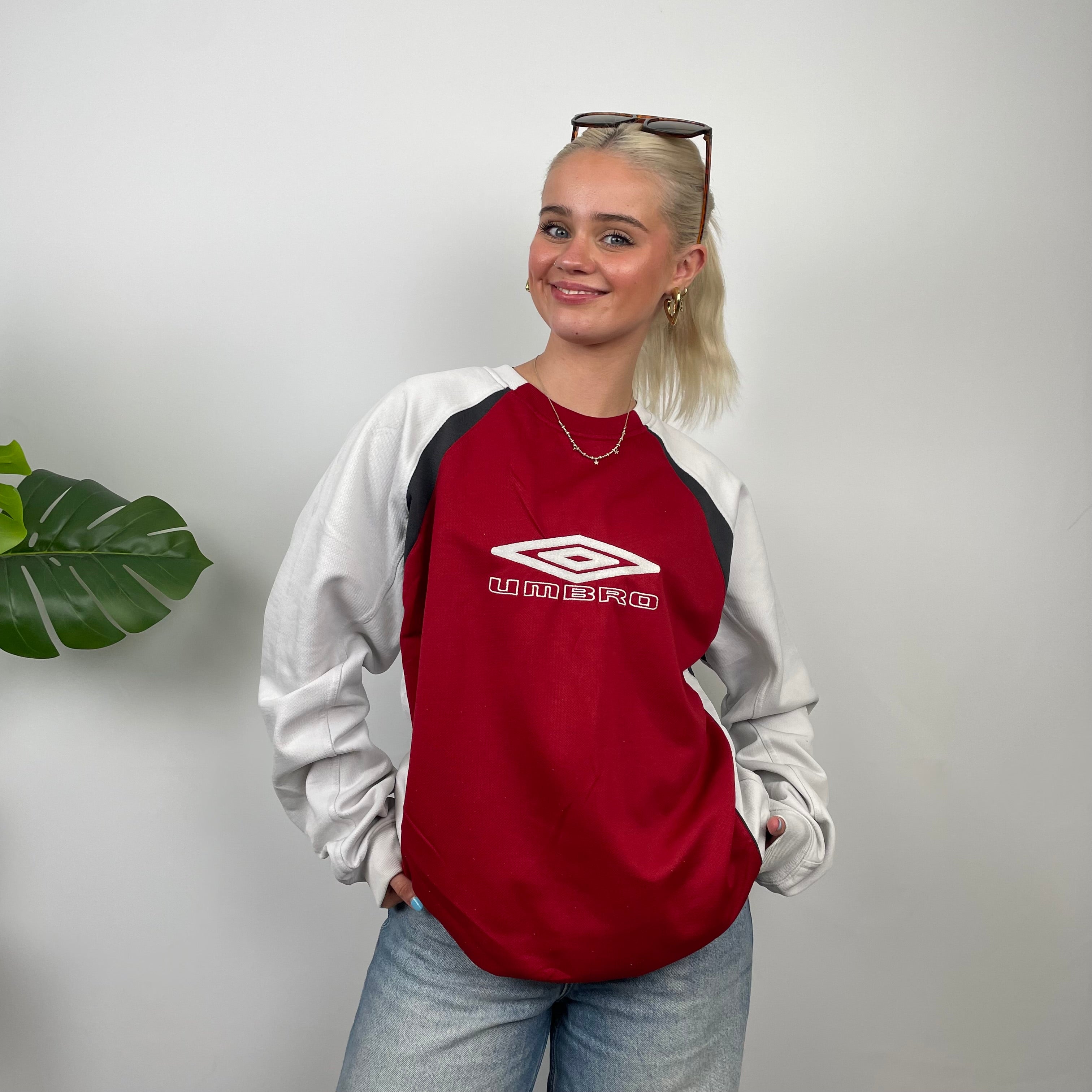 Umbro Red Embroidered Spell Out Sweatshirt (L)