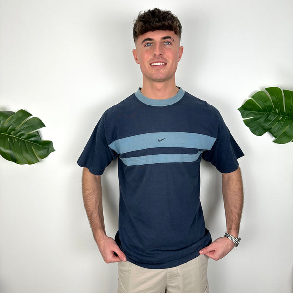 Nike Navy Embroidered Swoosh T Shirt (M)