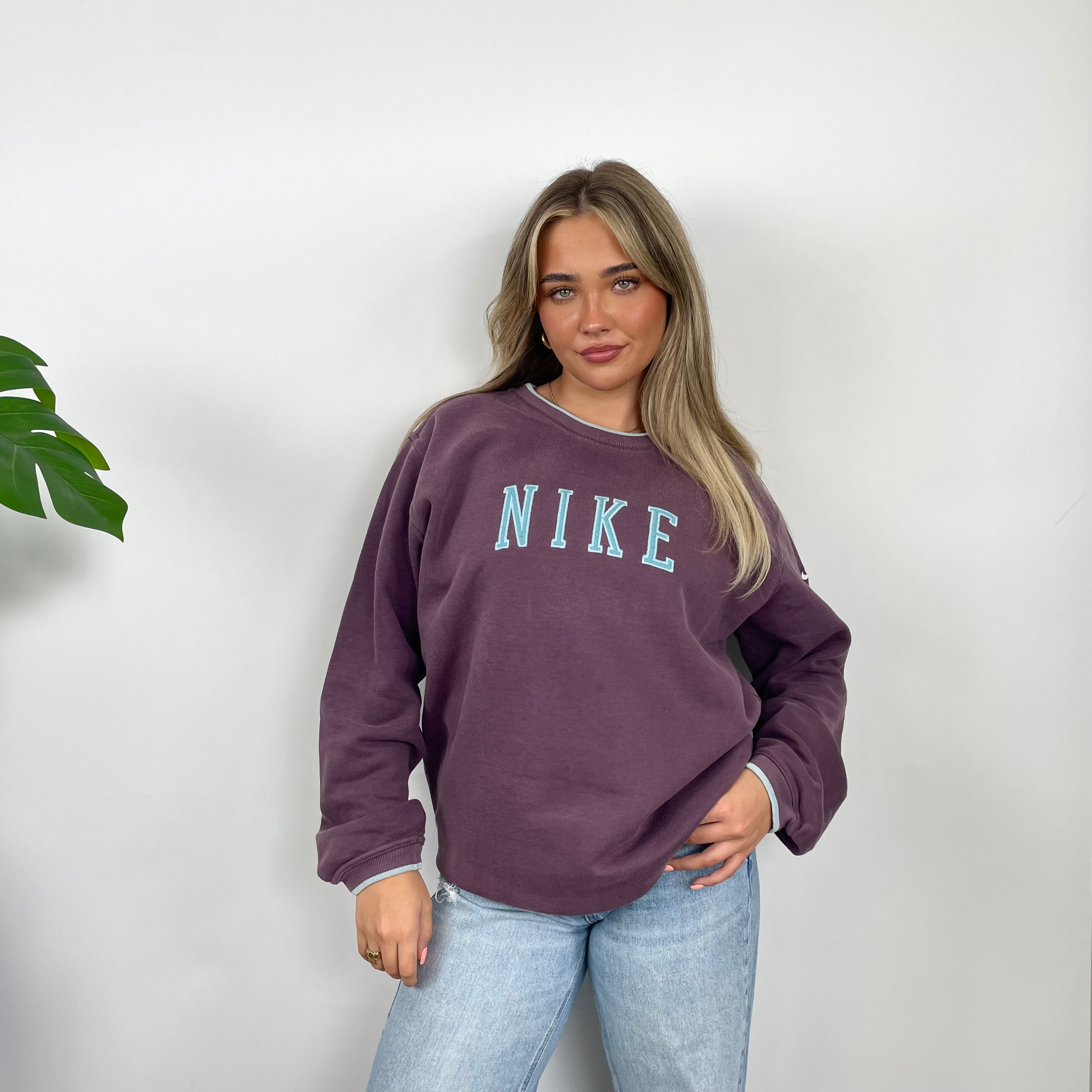Nike Purple Embroidered Spell Out Sweatshirt (L)
