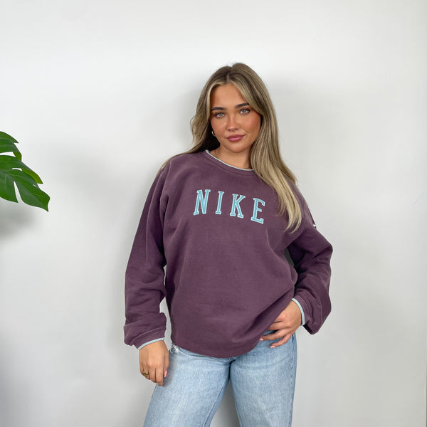 Nike Purple Embroidered Spell Out Sweatshirt (L)