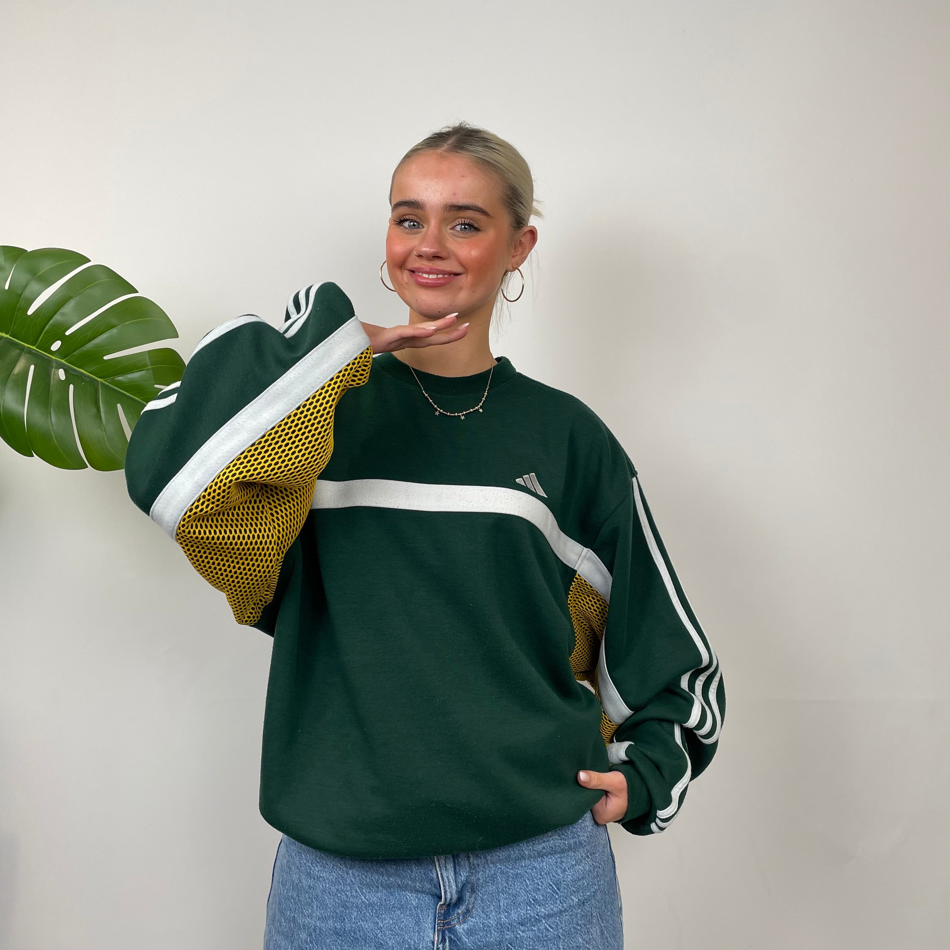 Adidas RARE Green Embroidered Spell Out Sweatshirt (XXL)