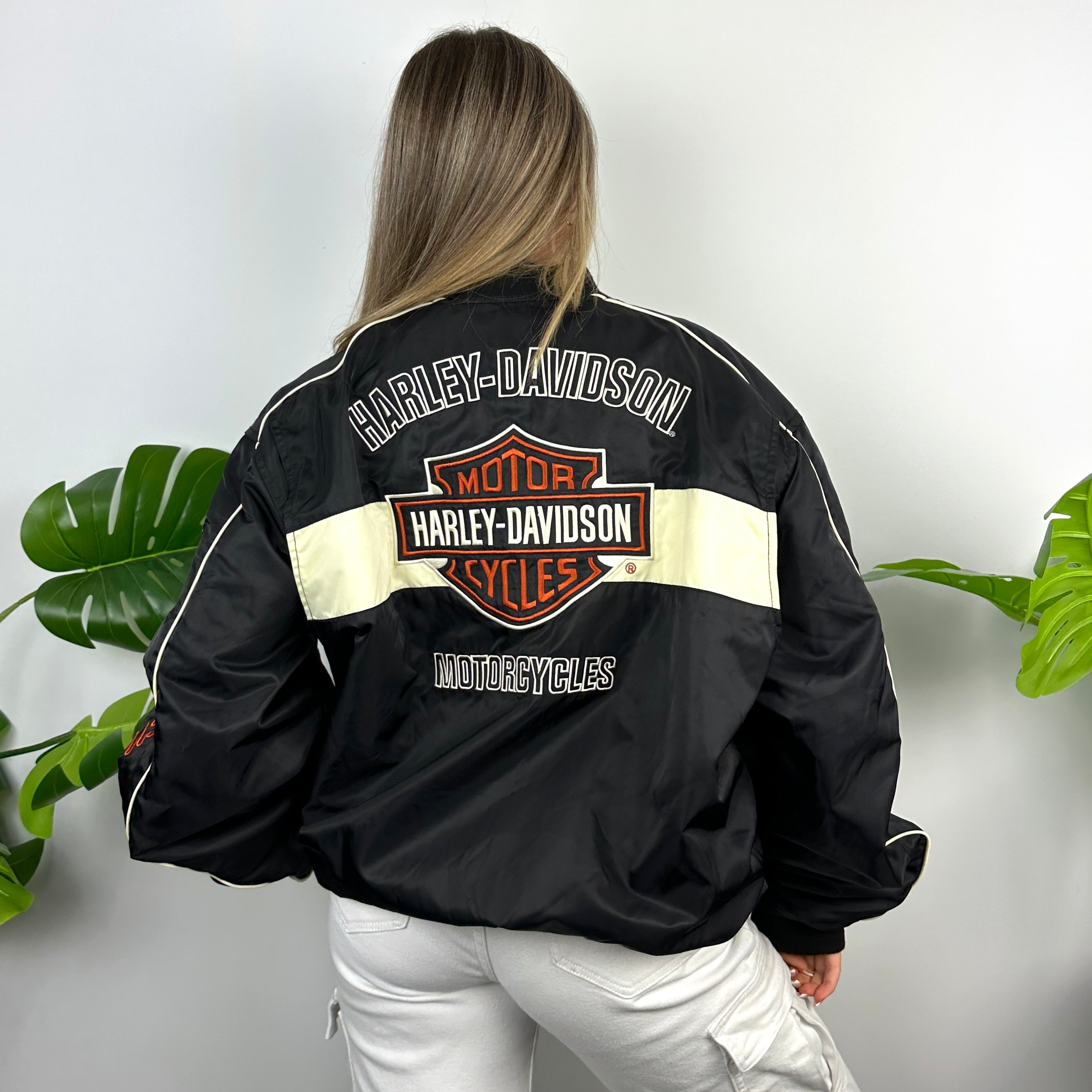 Harley Davidson Black Embroidered Spell Out Heavyweight Jacket (XL)