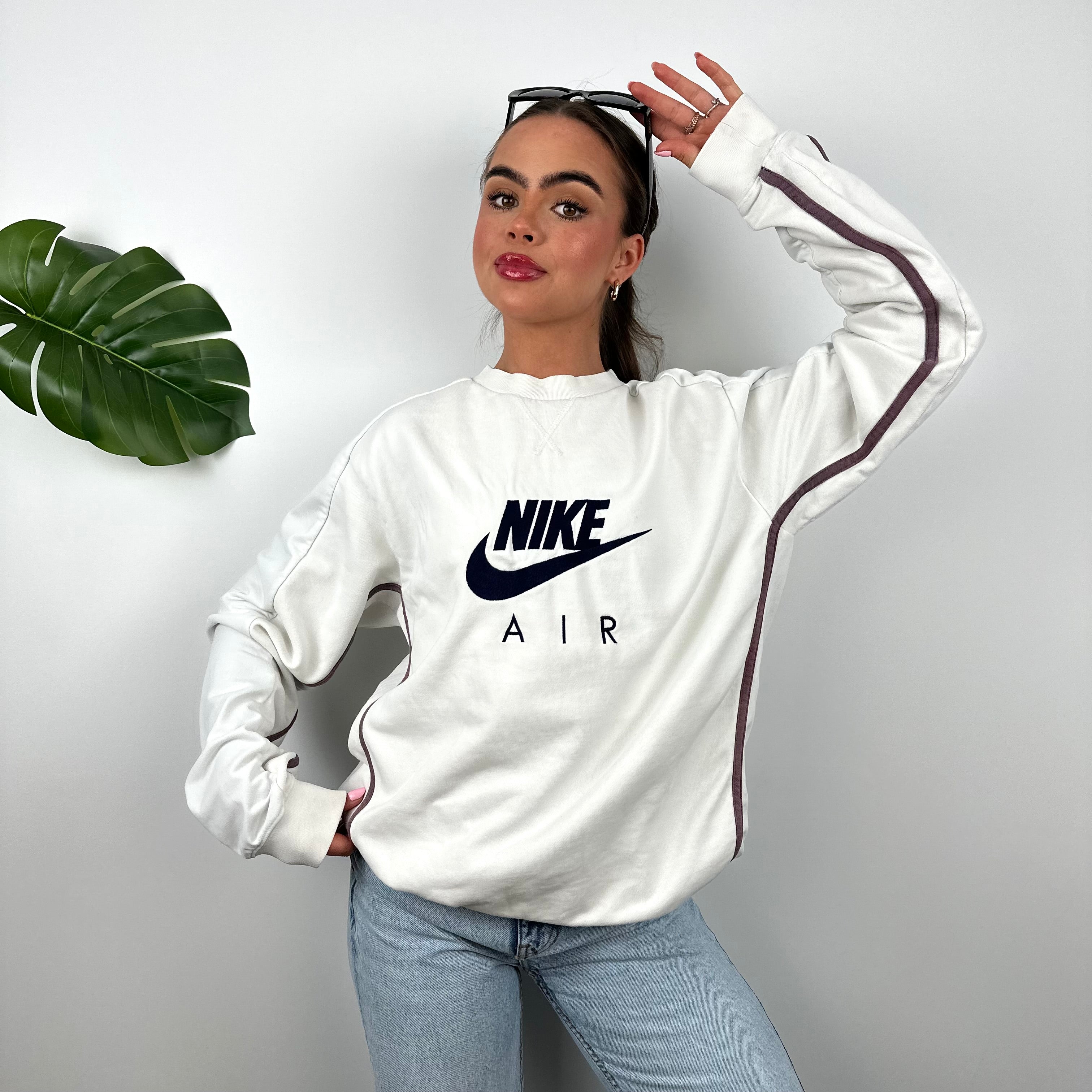 Nike Air RARE White Embroidered Spell Out Sweatshirt (M)