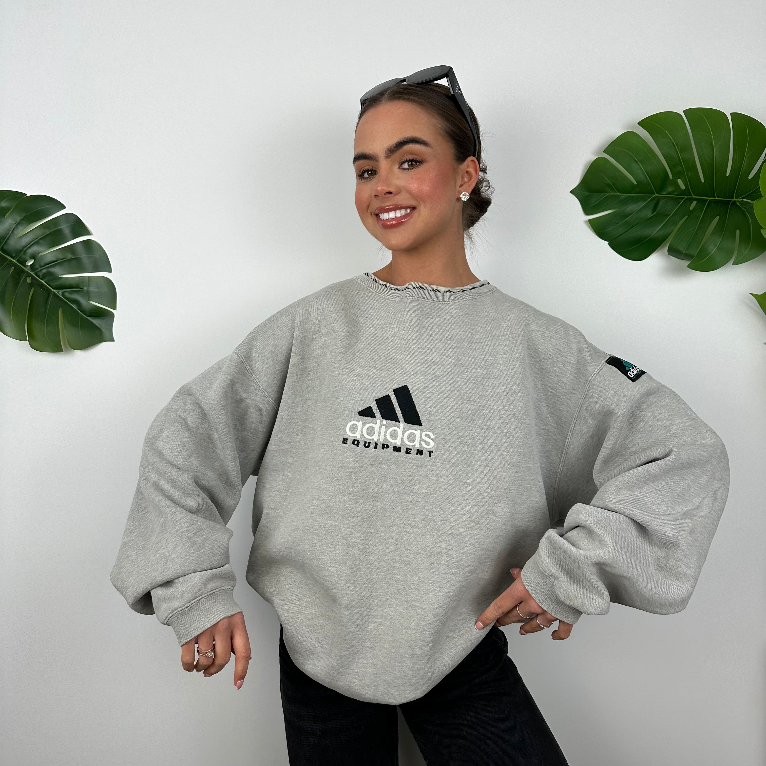 Adidas Equipment RARE Grey Embroidered Spell Out Sweatshirt (L)
