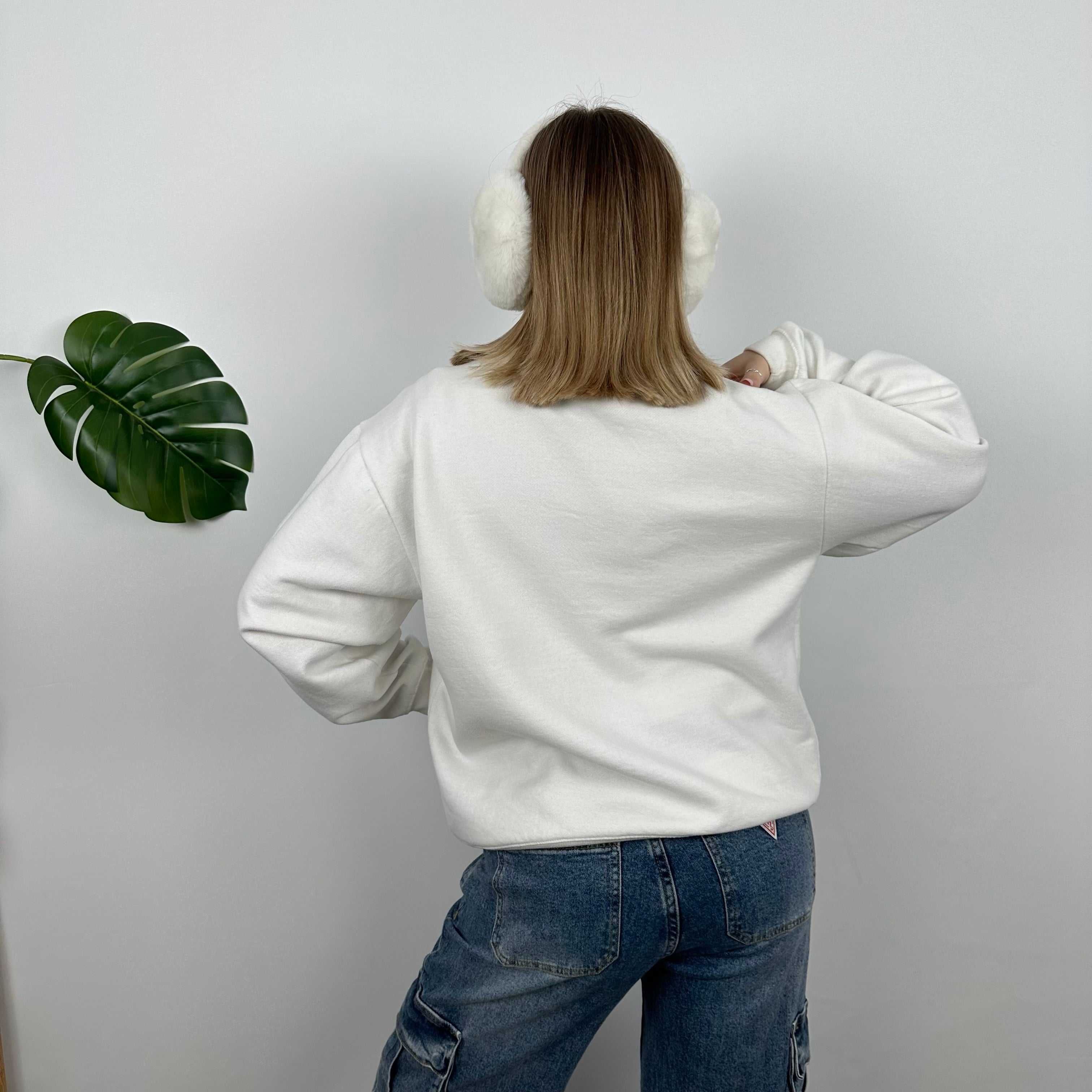 Reebok White Embroidered Spell Out Sweatshirt (M)