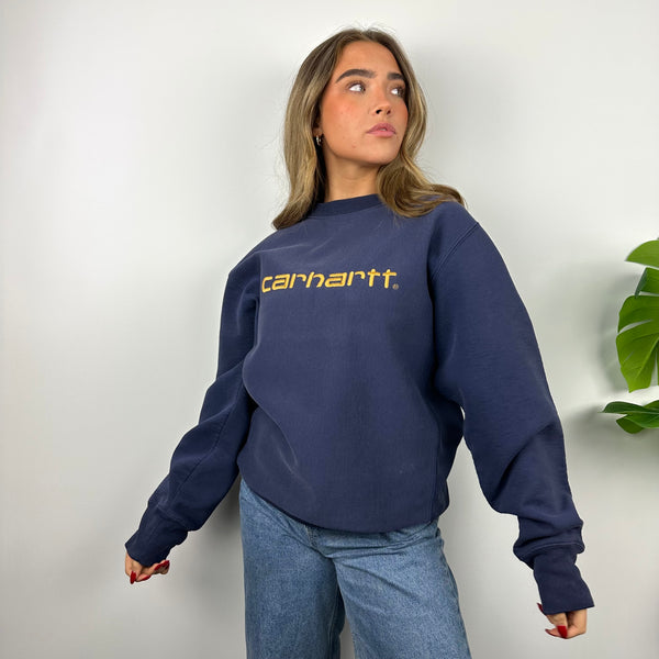 Carhartt Navy Embroidered Spell Out Sweatshirt (L)