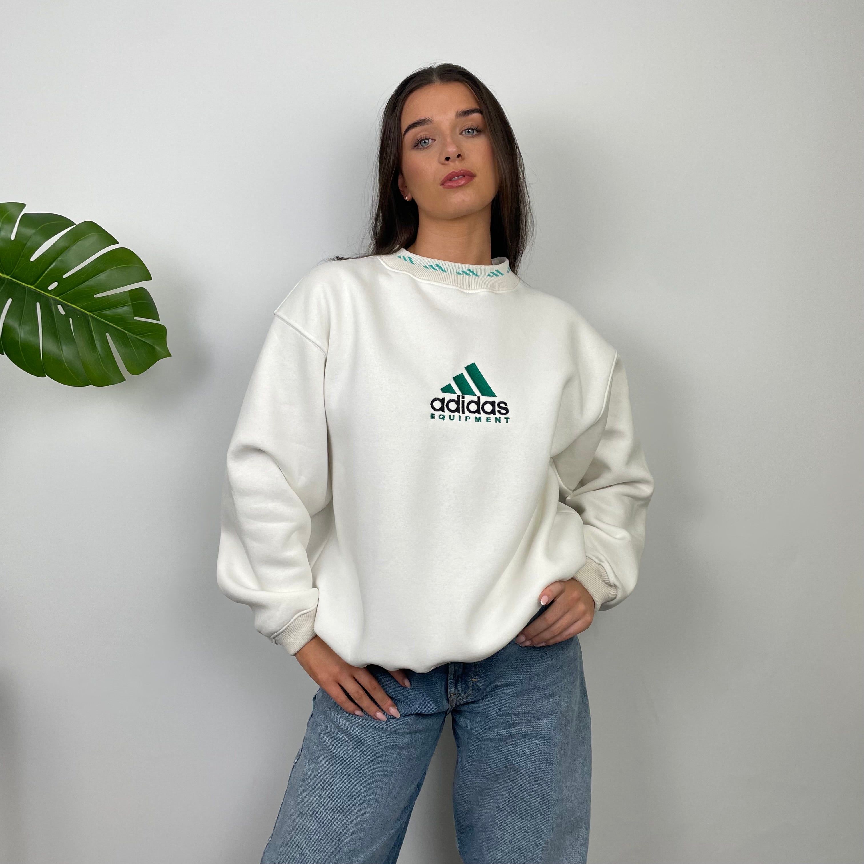 Adidas Equipment White Embroidered Spell Out Sweatshirt (M)