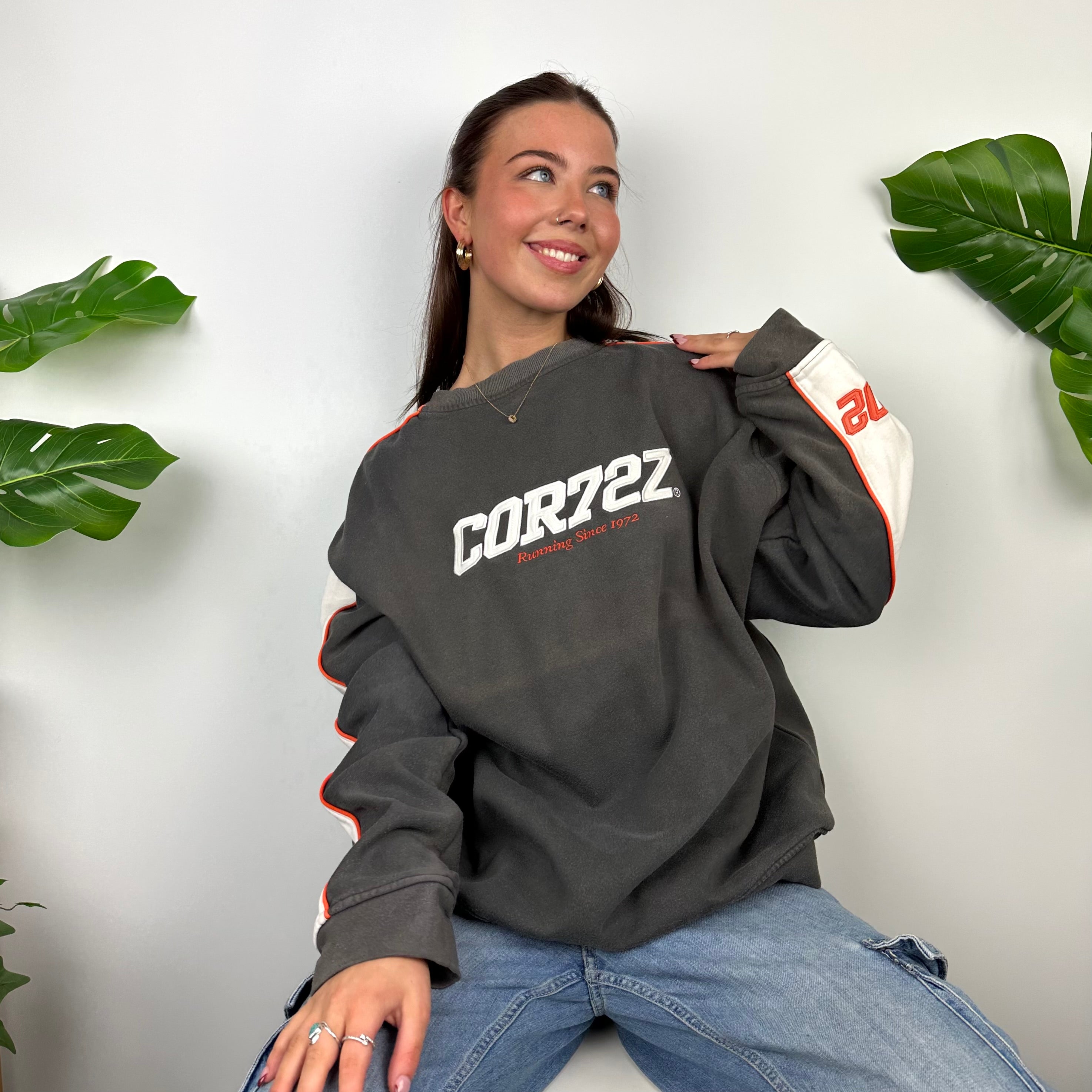 Nike Cortez Grey Embroidered Spell Out Sweatshirt (L)