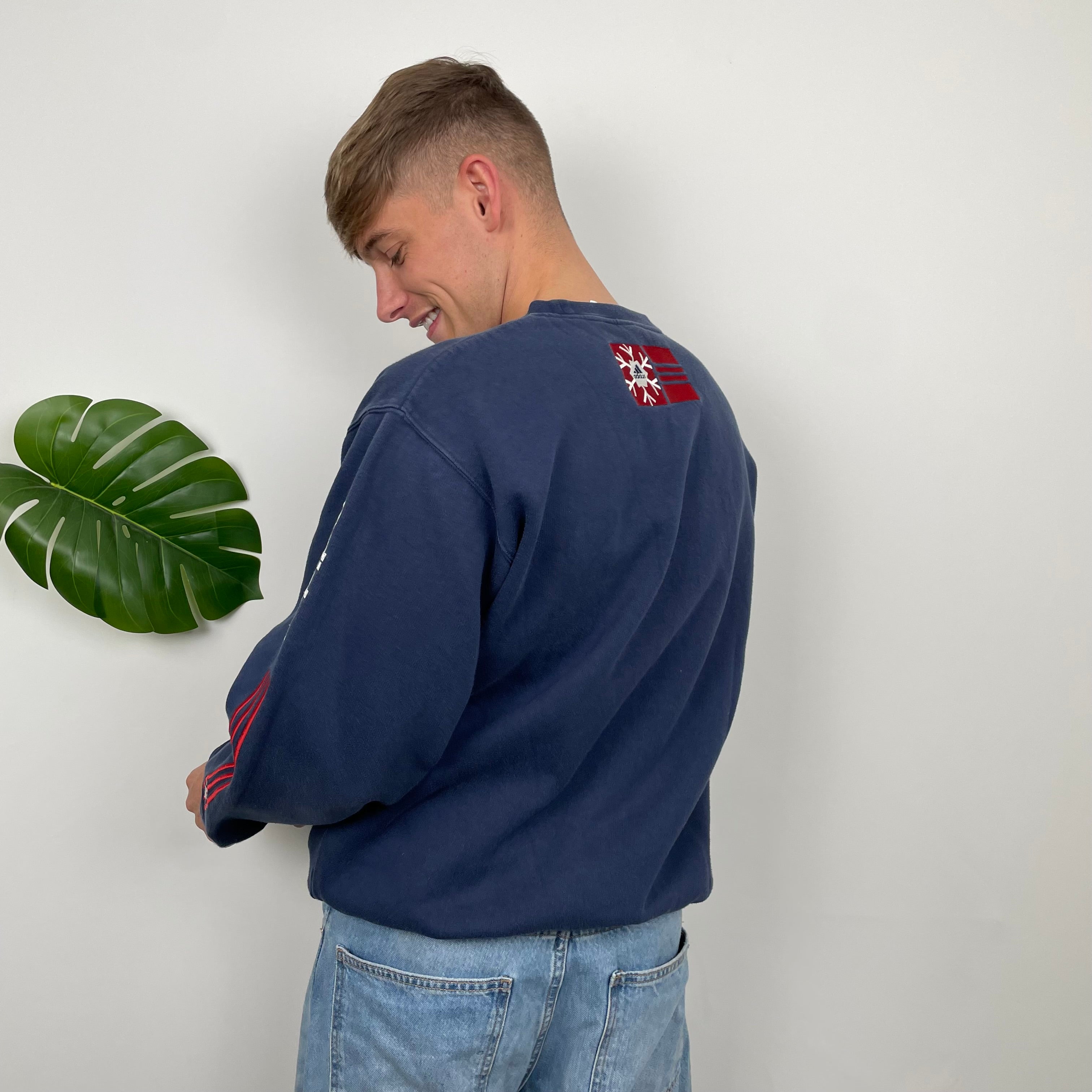 Adidas RARE Red and Navy Embroidered Spell Out Sweatshirt (L)