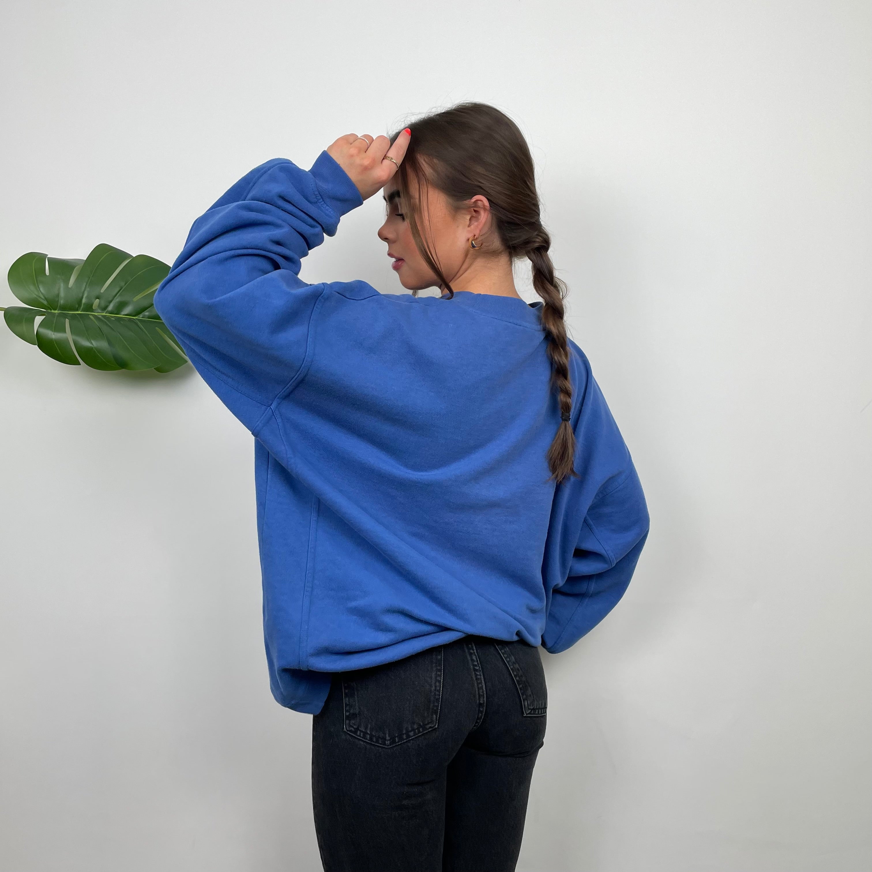 Reebok Blue Embroidered Spell Out Sweatshirt (L)