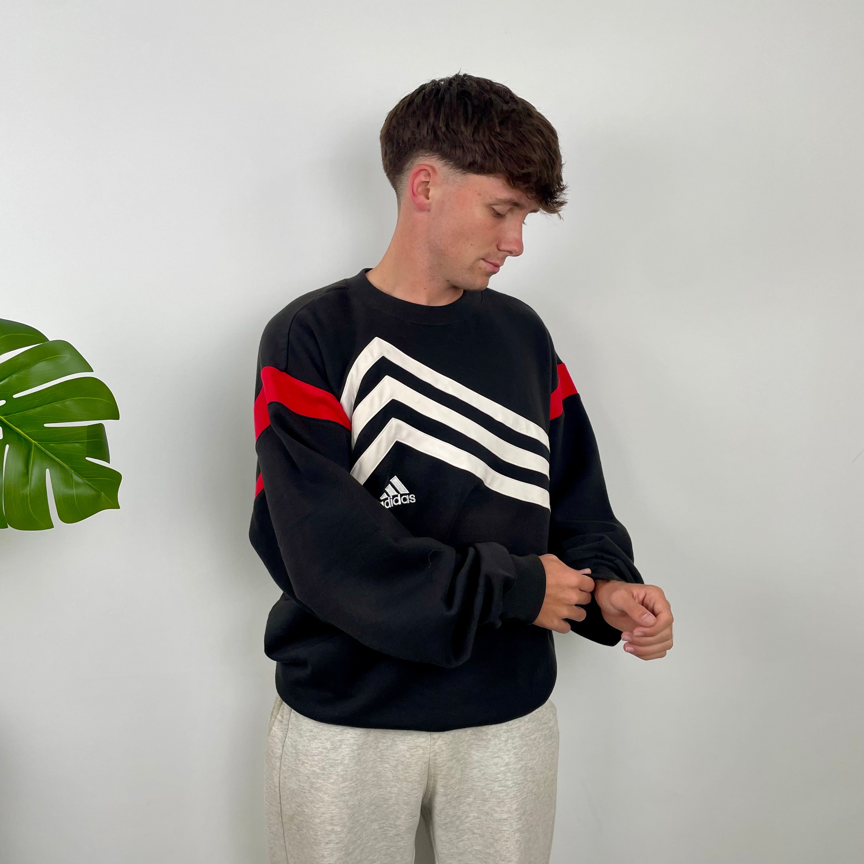 Adidas RARE Black Embroidered Spell Out Sweatshirt (XL)