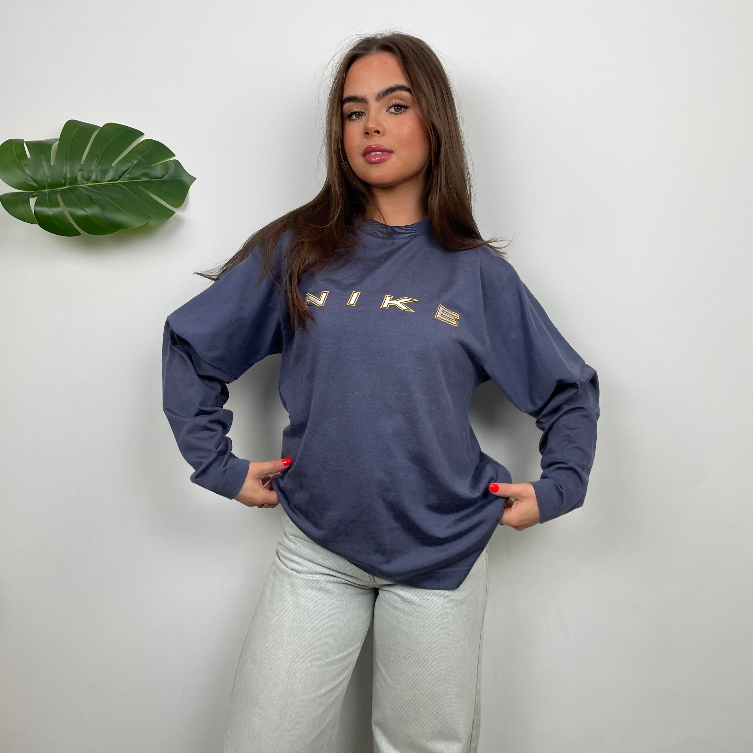 Nike Navy Embroidered Spell Out Sweatshirt (S)