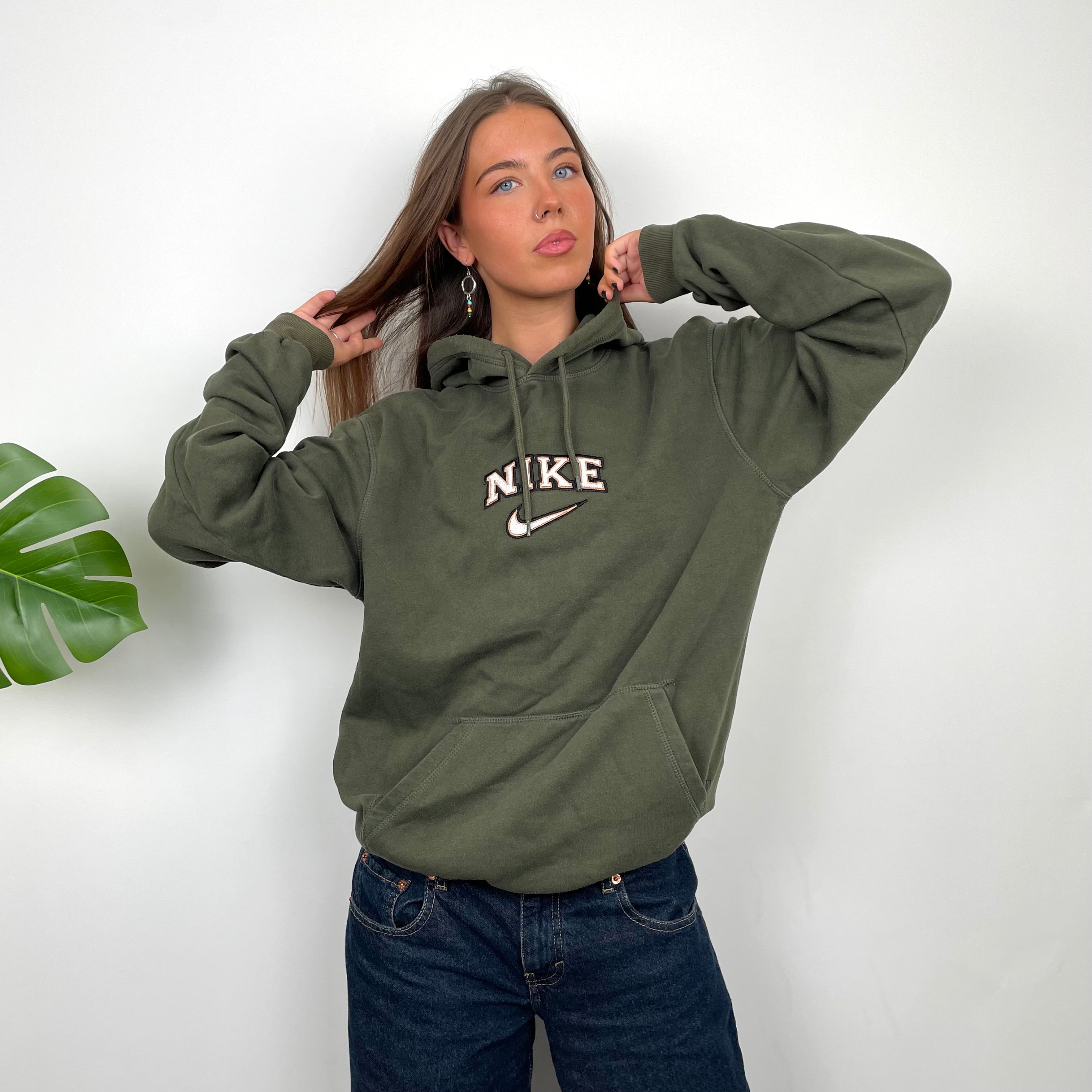 Nike Green Embroidered Spell Out Hoodie (M)