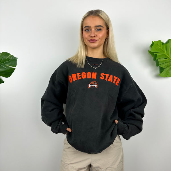 Nike x Oregon State RARE Black Embroidered Spell Out Sweatshirt (L)