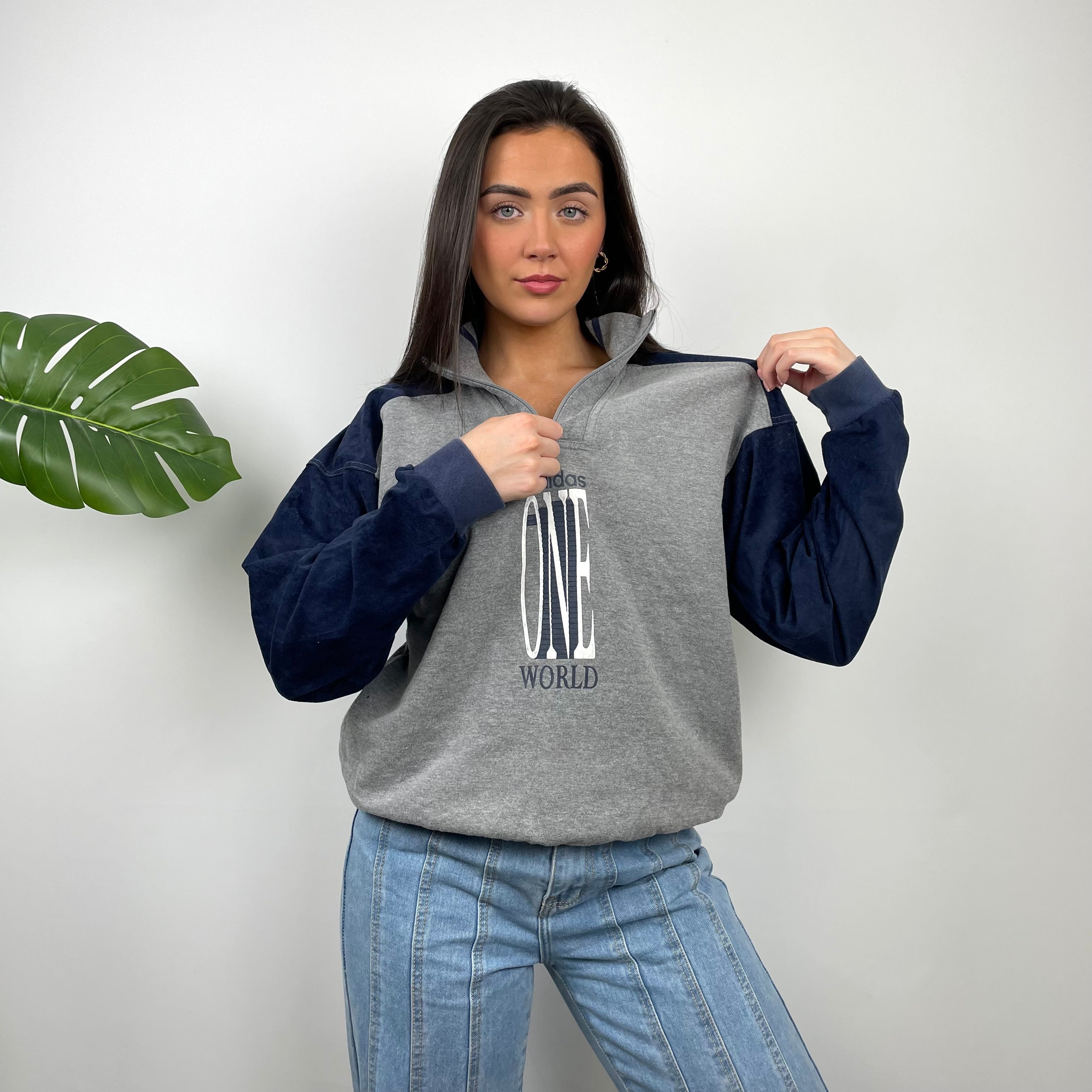 Adidas One World RARE Spell Out Quarter Zip Sweatshirt (M)