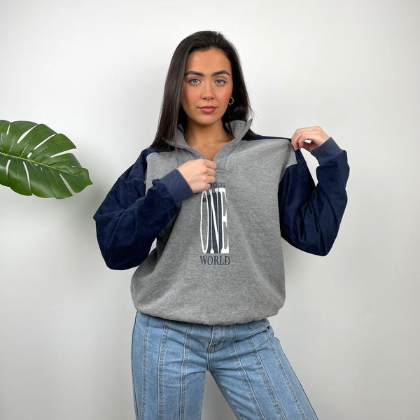 Adidas One World RARE Spell Out Quarter Zip Sweatshirt (M)