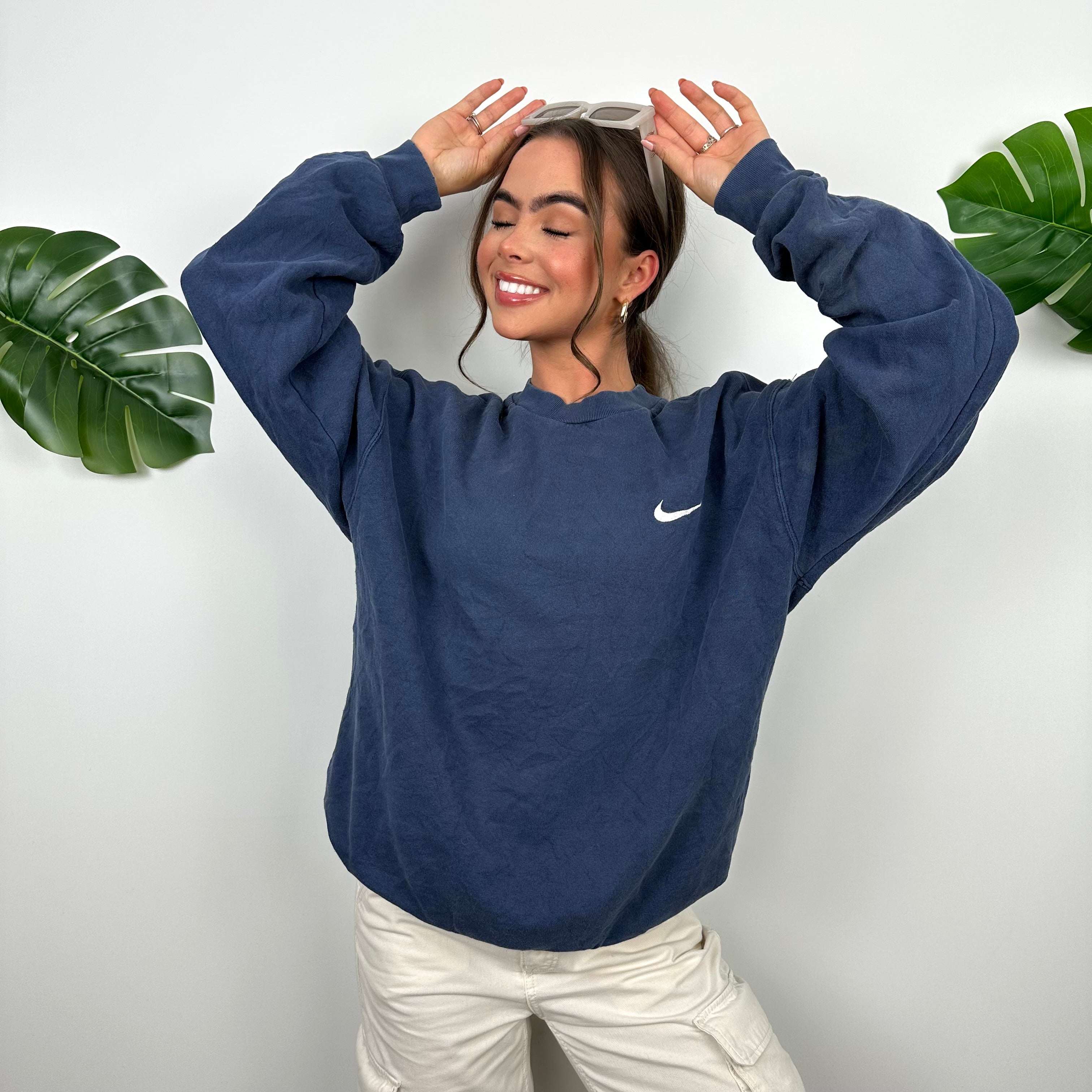 Nike Navy Embroidered Swoosh Sweatshirt (M)