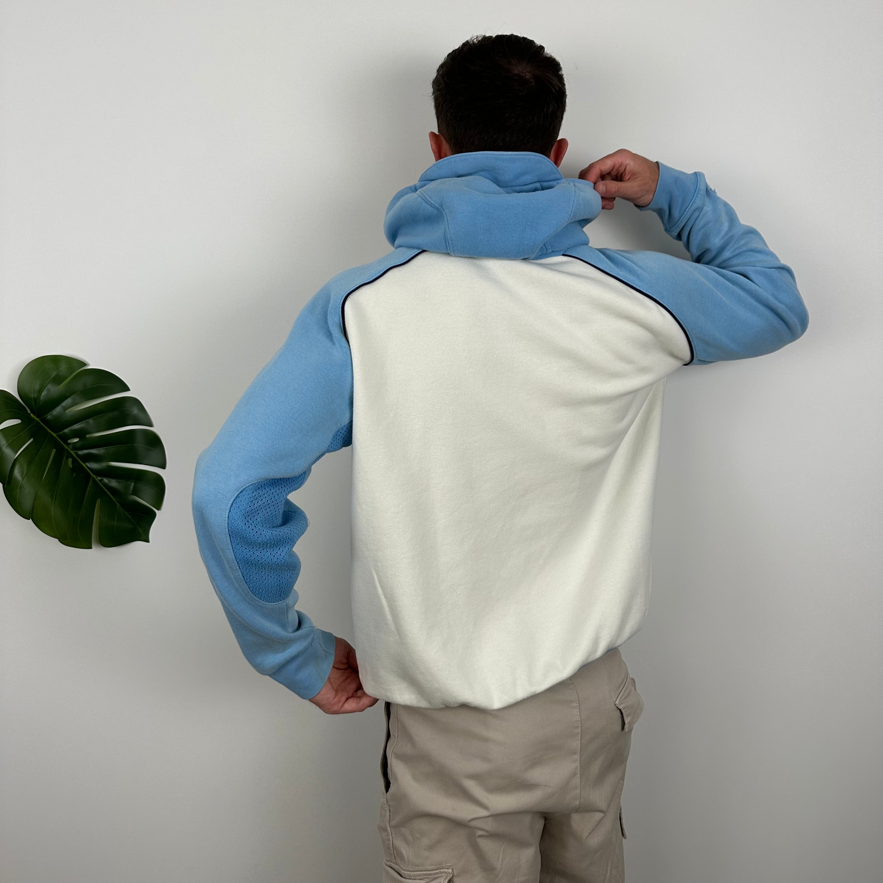 Nike Air Max RARE White & Baby Blue Embroidered Spell Out Hoodie (L)