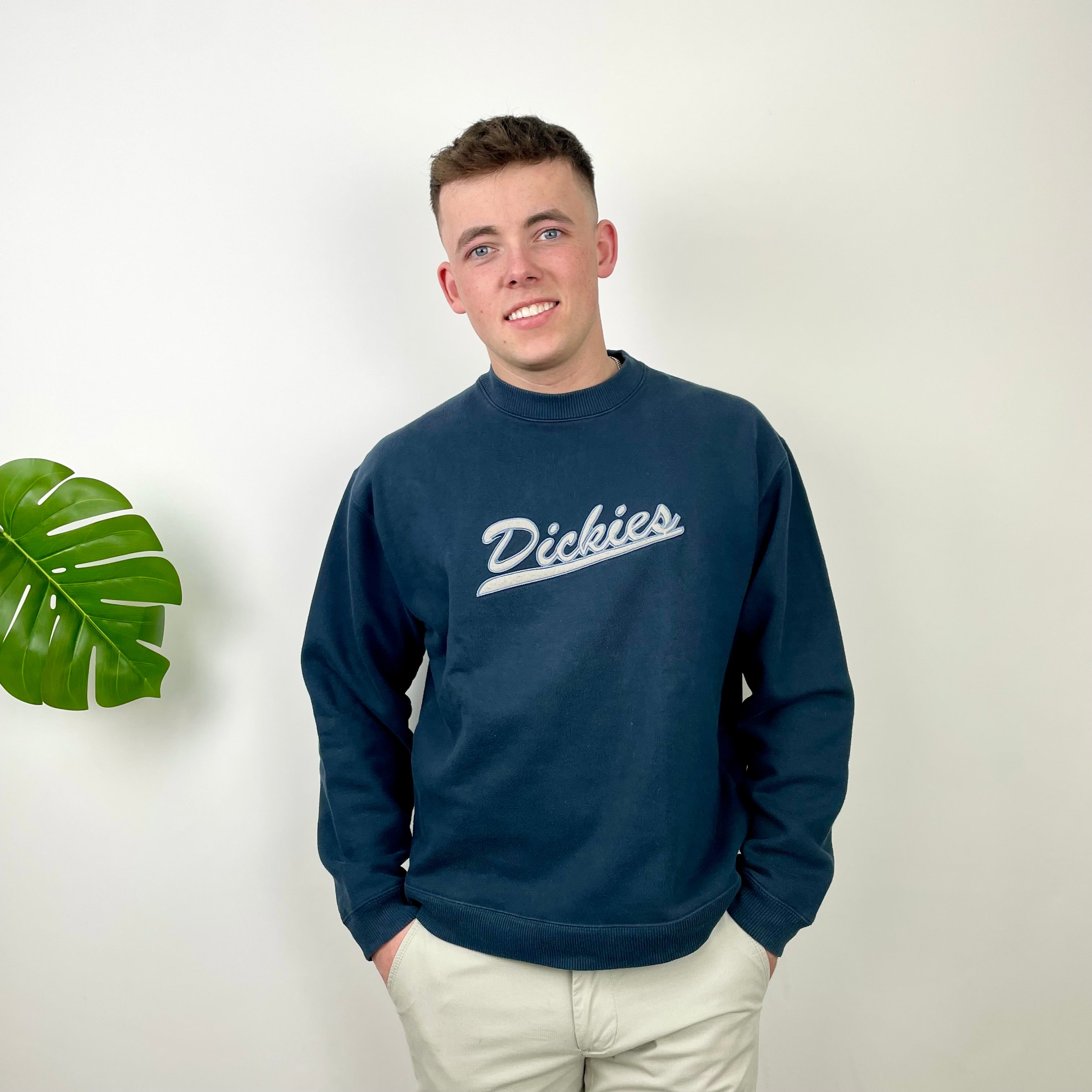 Dickies Navy Embroidered Spell Out Sweatshirt (M)