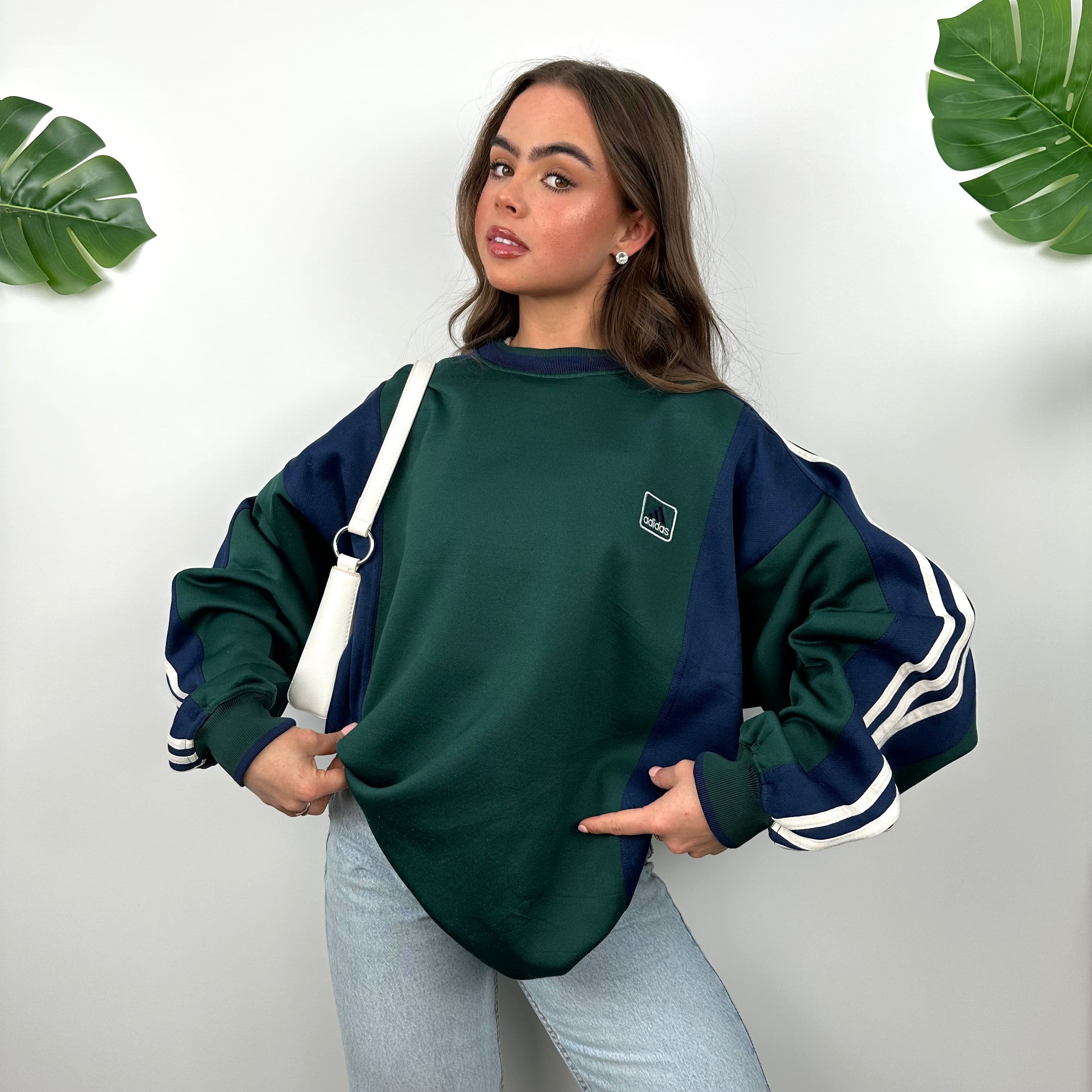 Adidas Green Embroidered Spell Out Sweatshirt (M)