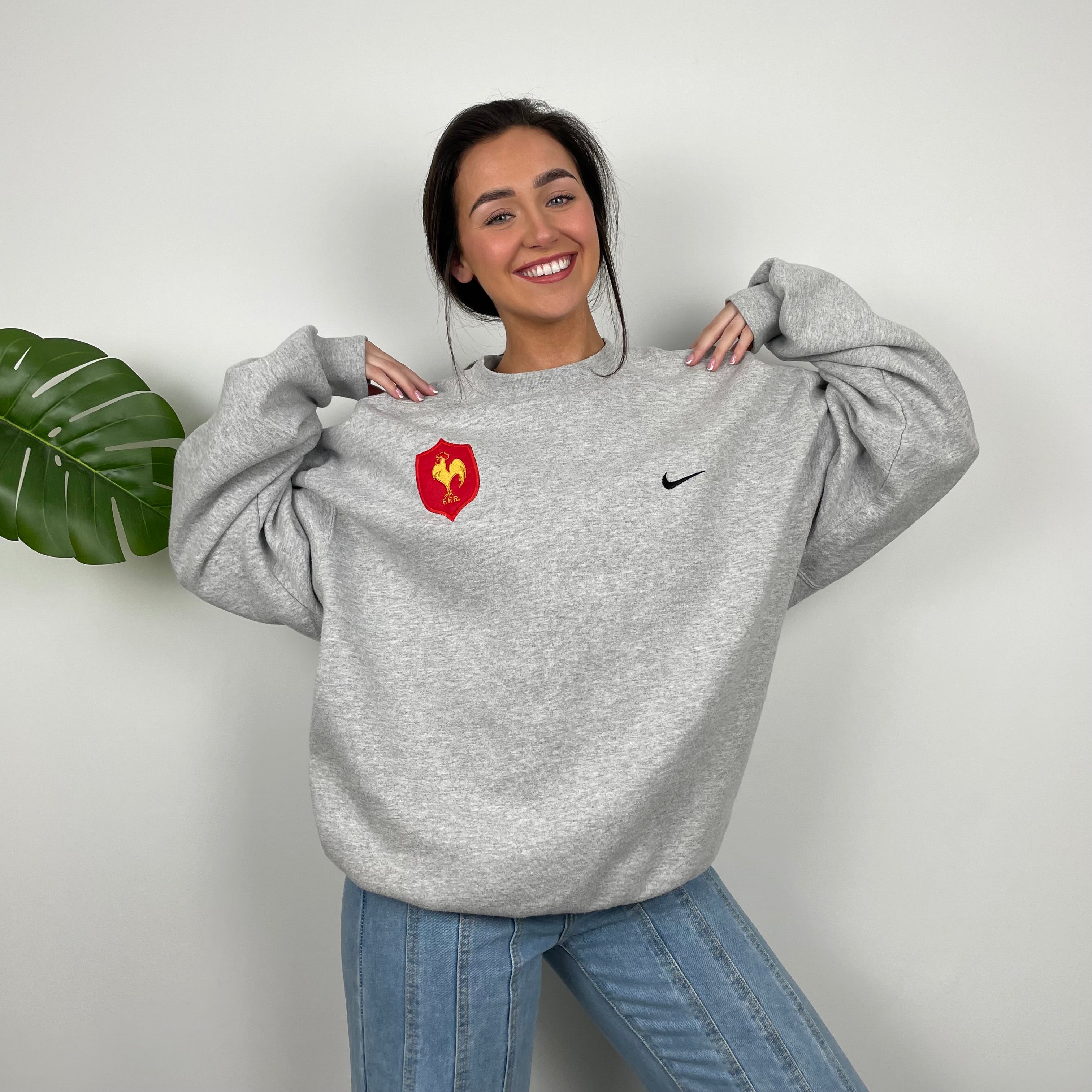 Nike x France Football Federation RARE Grey Embroidered Swoosh Sweatshirt (XL)