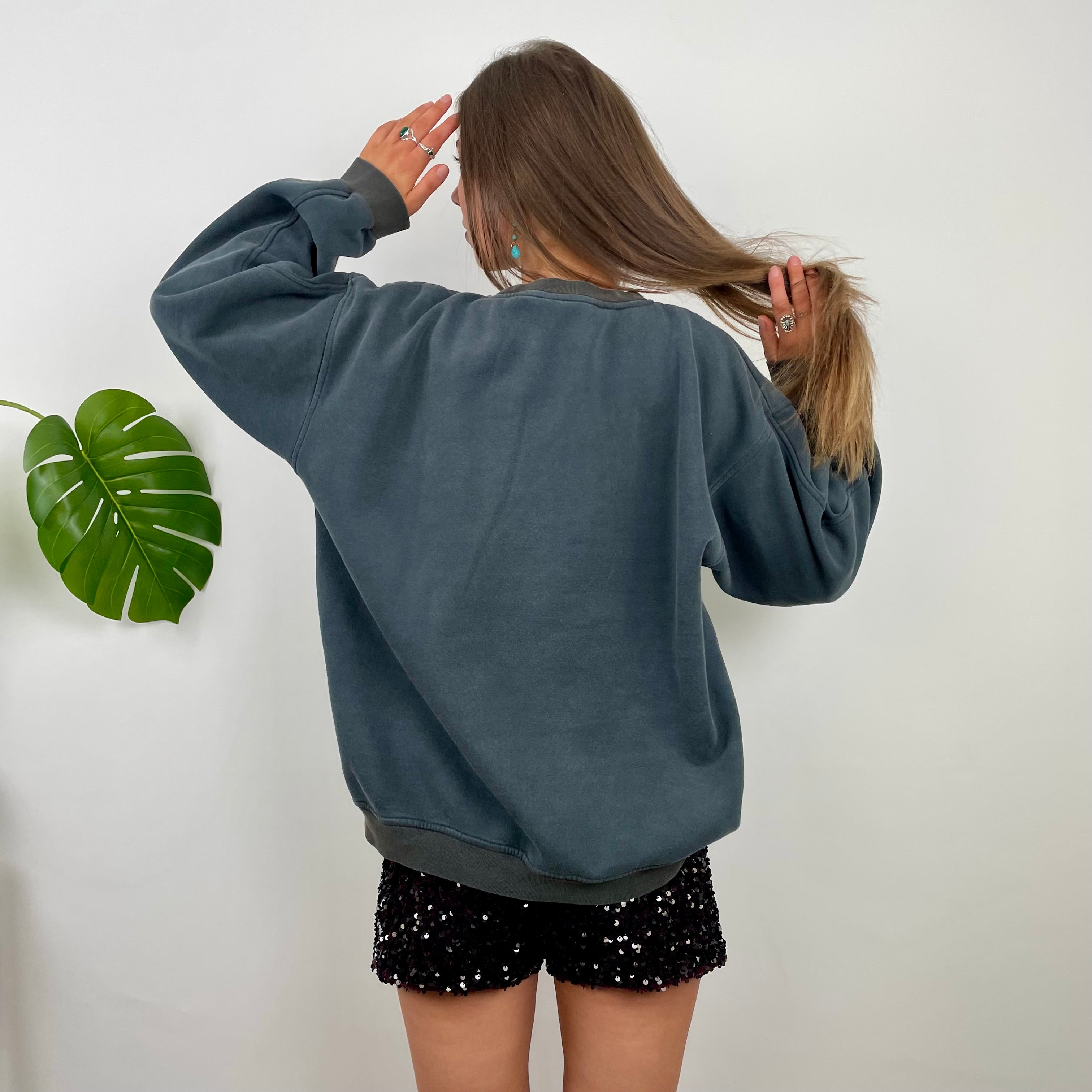 Nike Green  Embroidered Spell Out Sweatshirt (M)