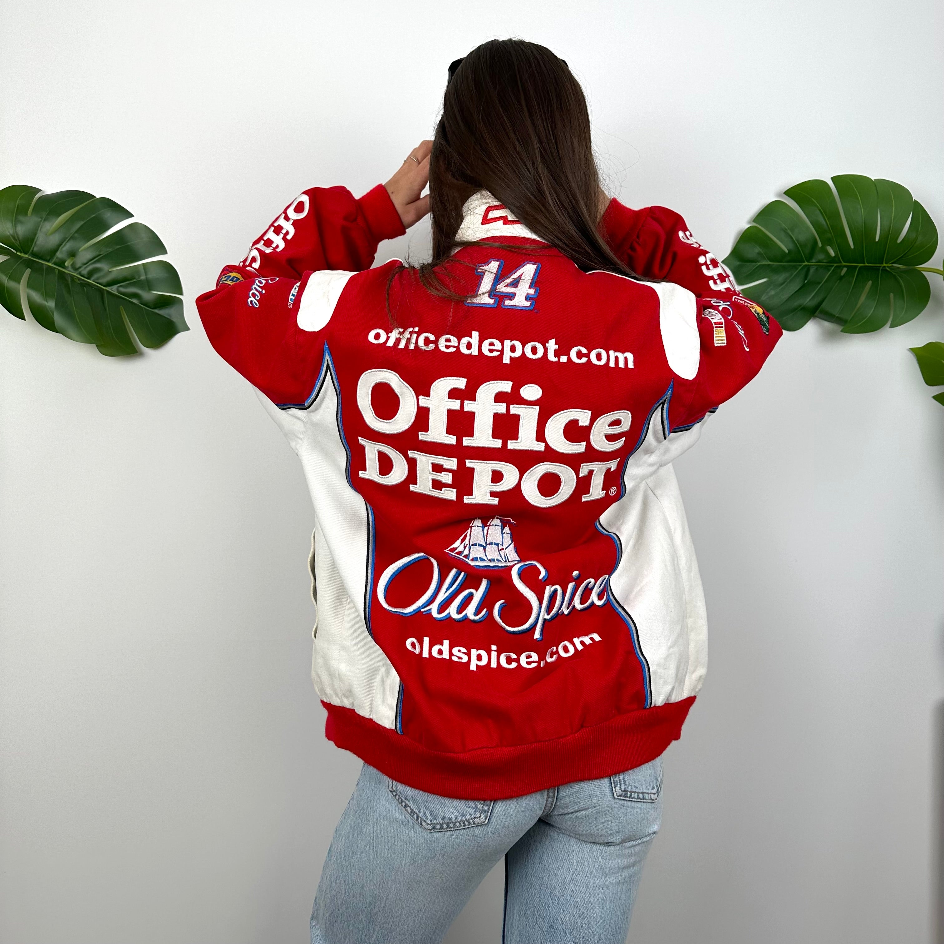 Office Depot X Old Spice Red & White NASCAR Racing Jacket (M)