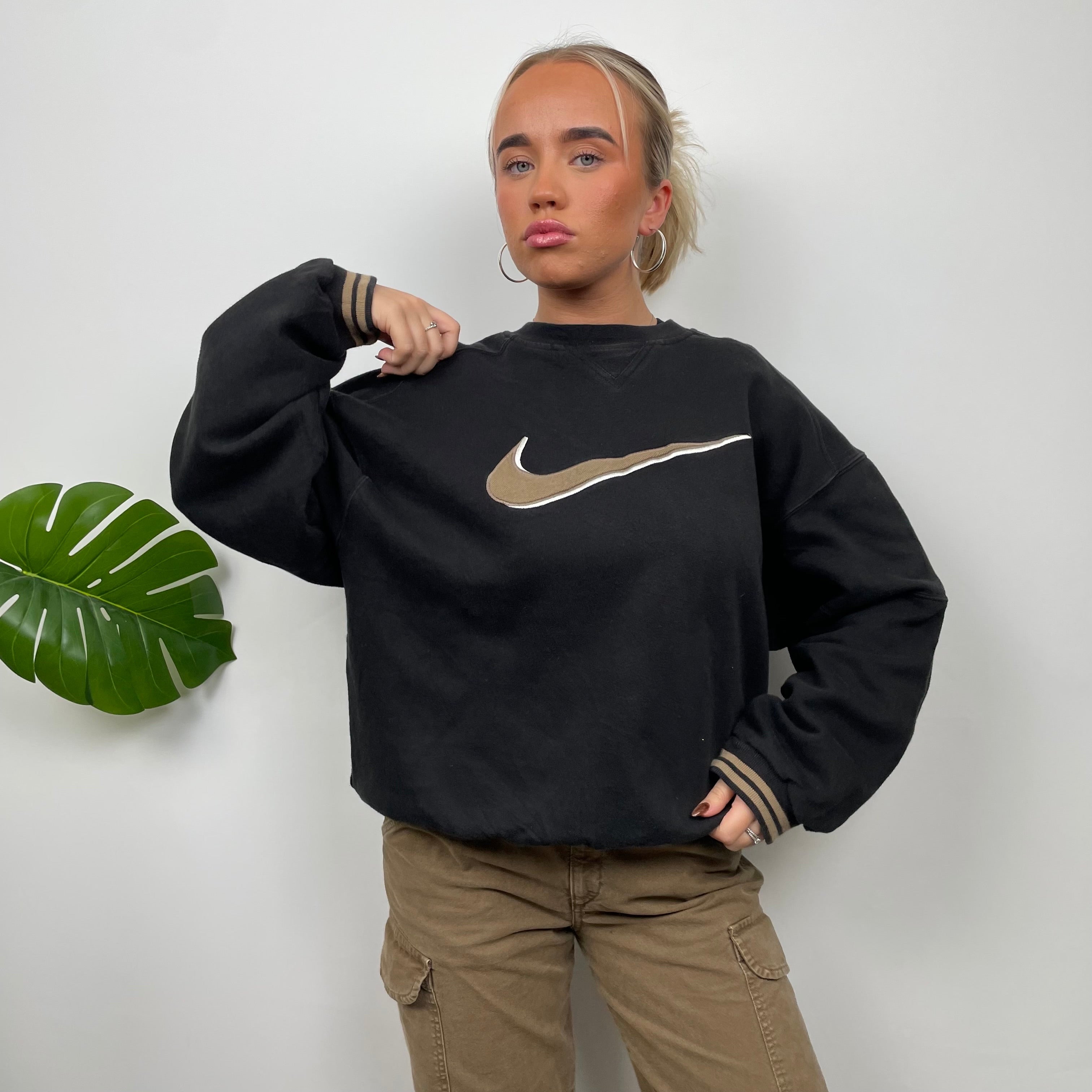 Nike Black Embroidered Swoosh Sweatshirt (M)