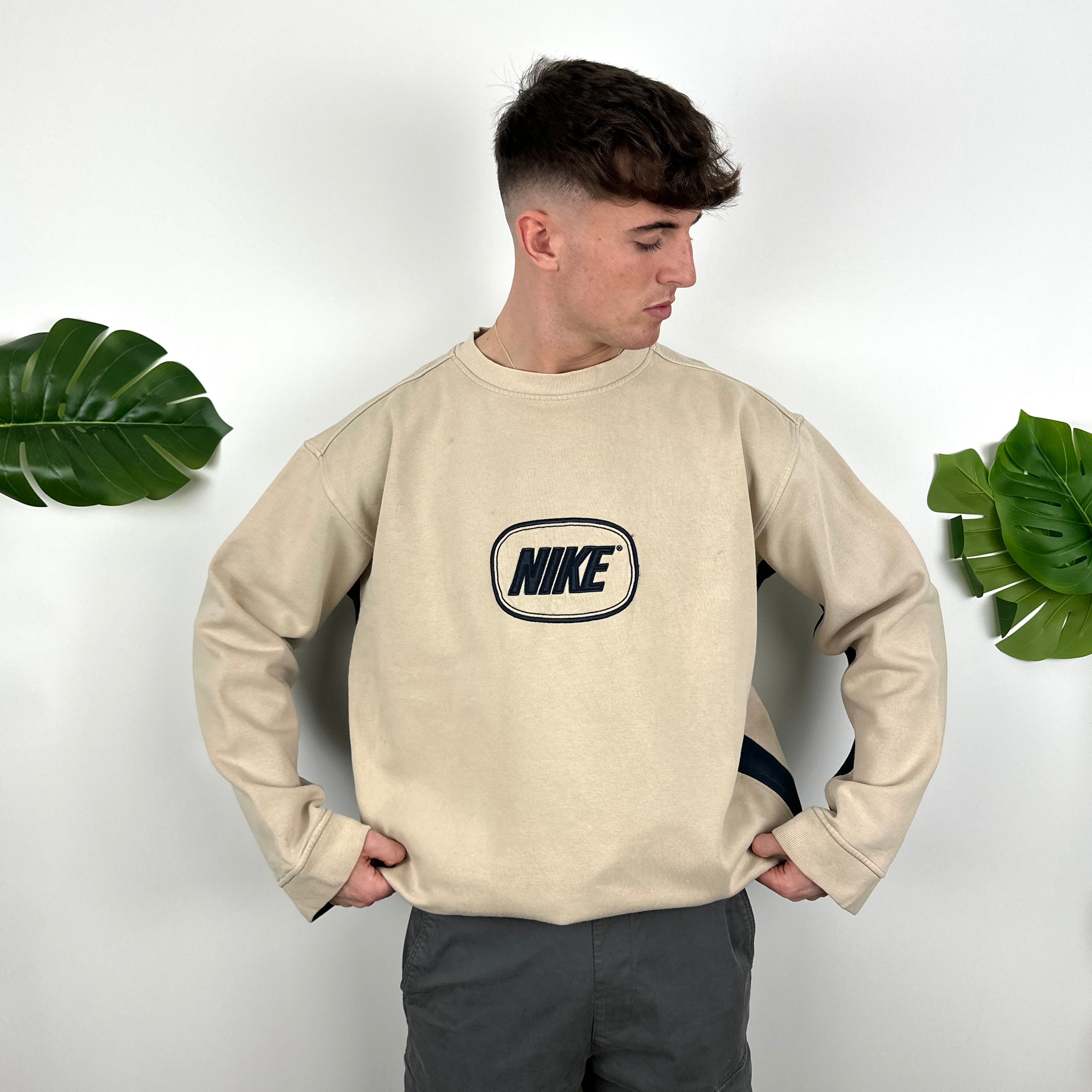 Nike Cream Embroidered Spell Out Sweatshirt (XXL)