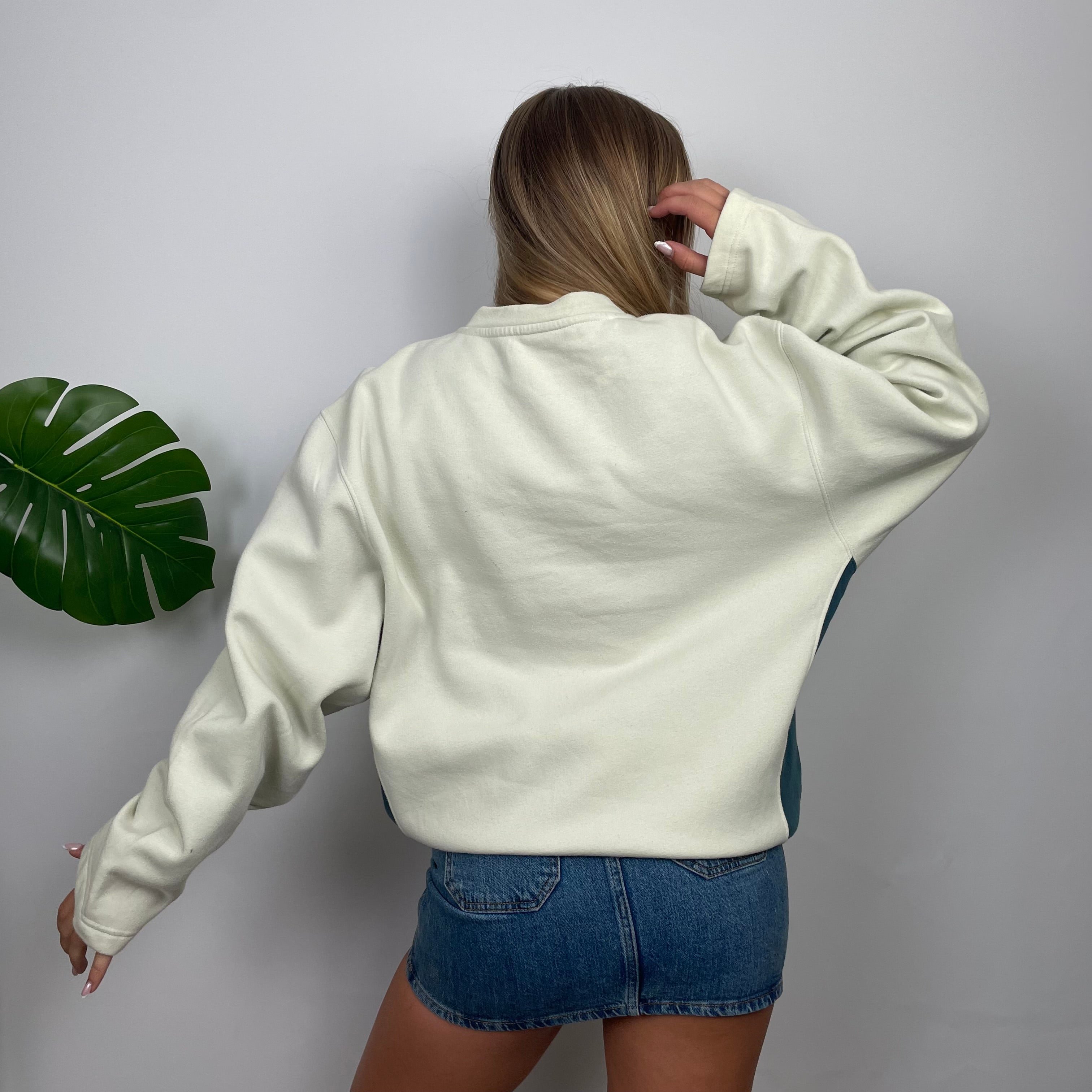 Adidas Cream Embroidered Spell Out Sweatshirt (L)