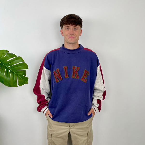 Nike Purple Embroidered Spell Out Sweatshirt (L)