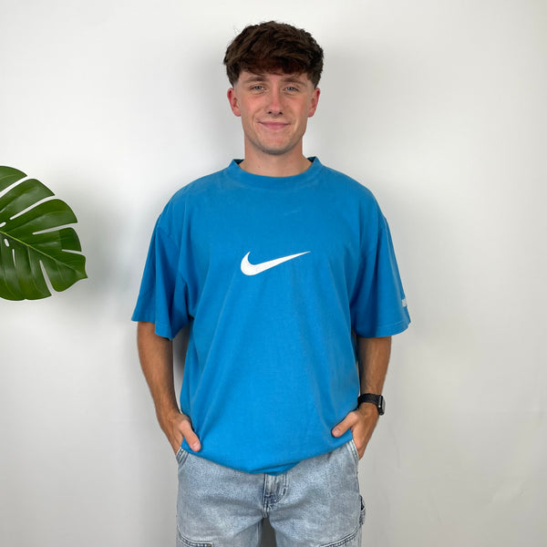 Nike Blue Embroidered Spell Out T Shirt (L)