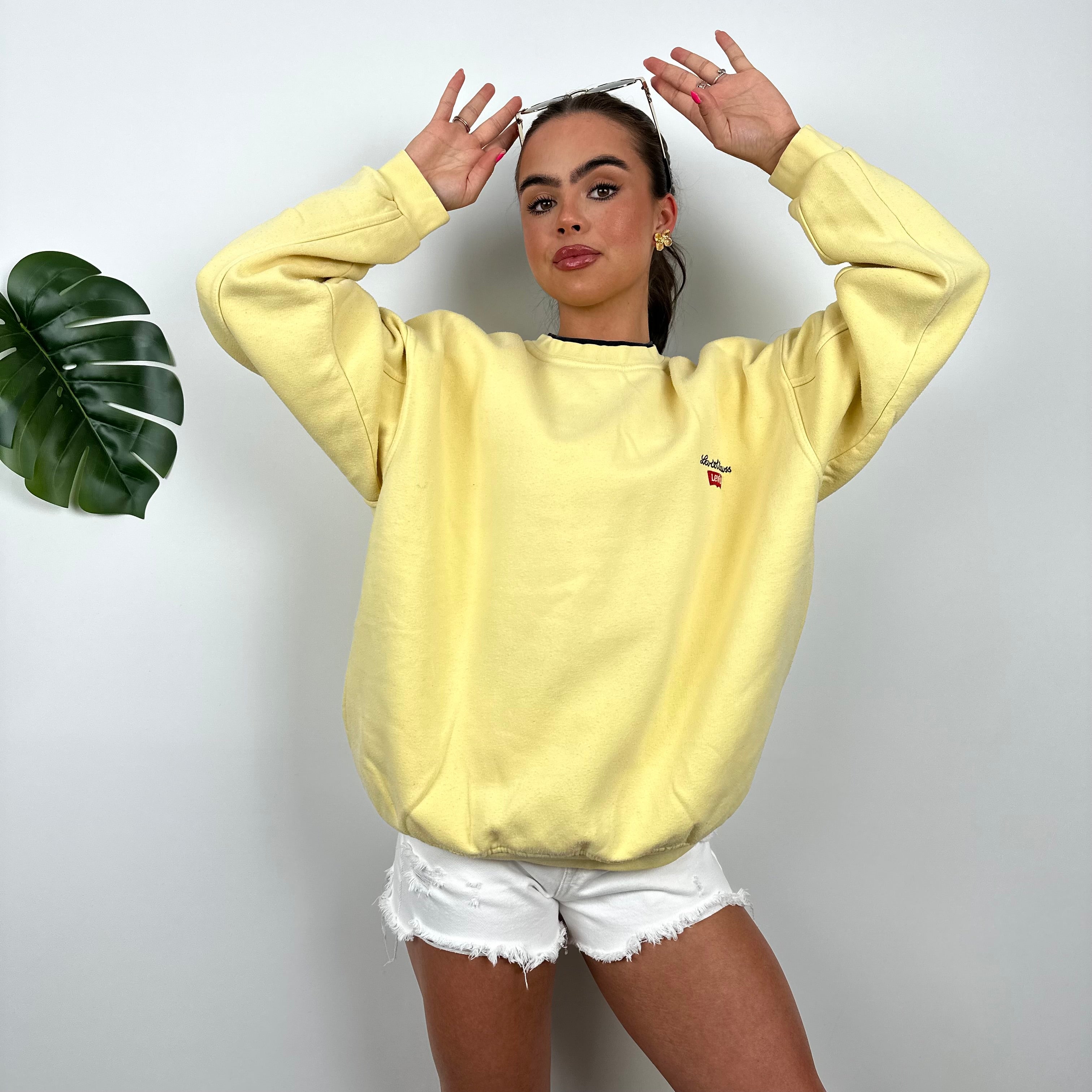 Levi’s Yellow Embroidered Spell Out Sweatshirt (L)