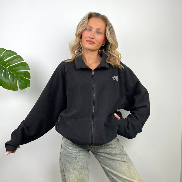 North Face RARE Black Teddy Bear Fleece Zip Up Jacket (XL)