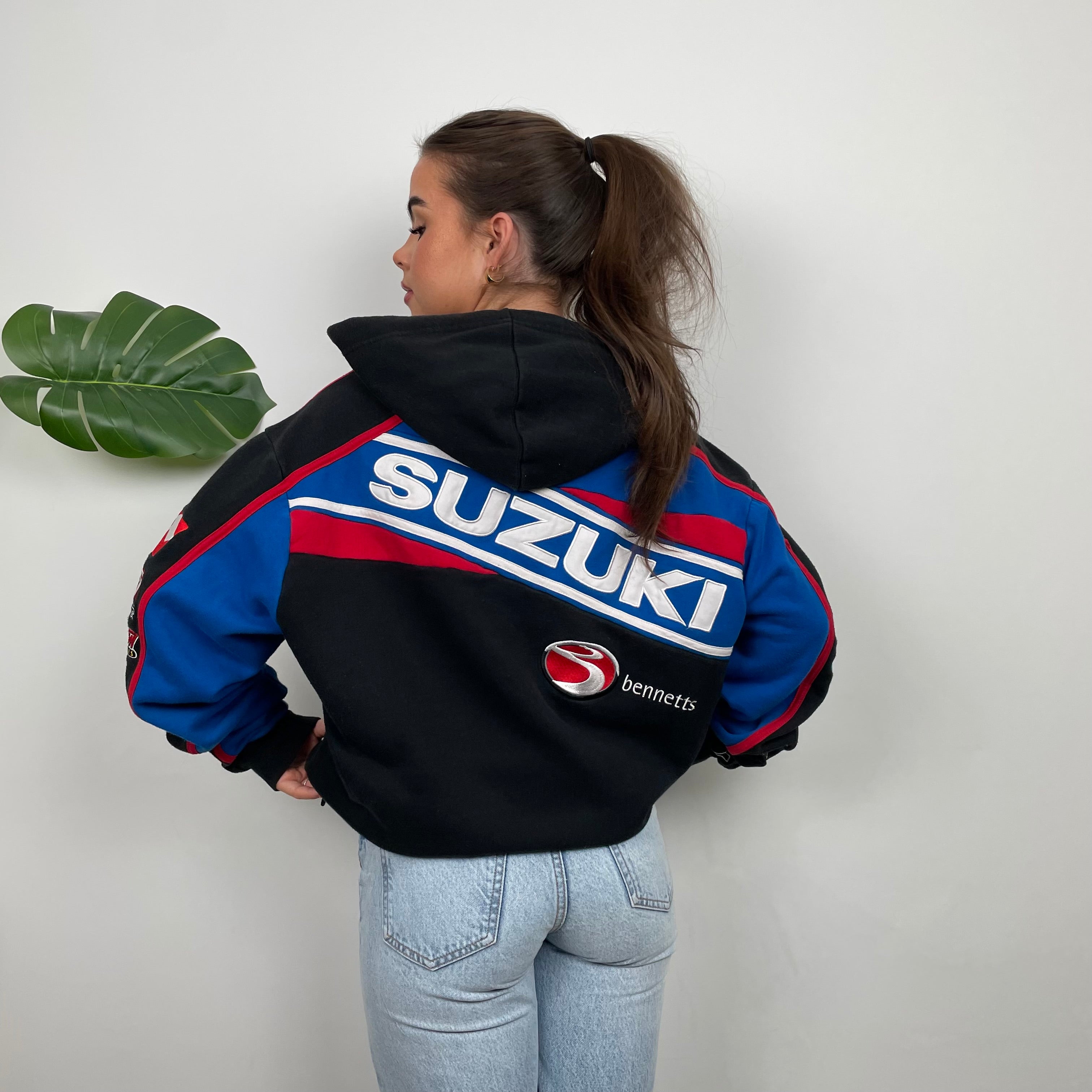 Suzuki Racing Black Embroidered Spell Out Zip Up Jacket (L)