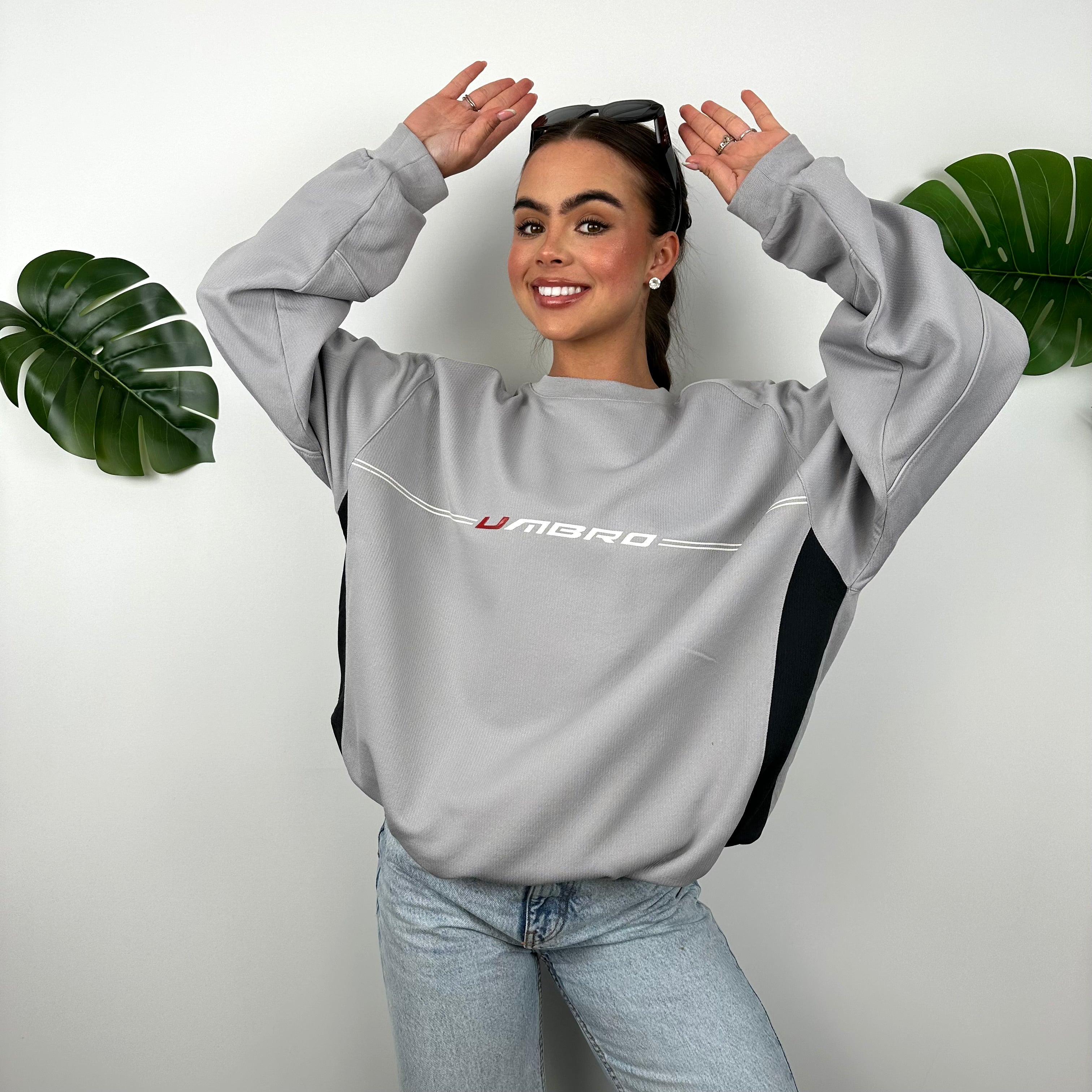 Umbro Grey Embroidered Spell Out Sweatshirt (XL)