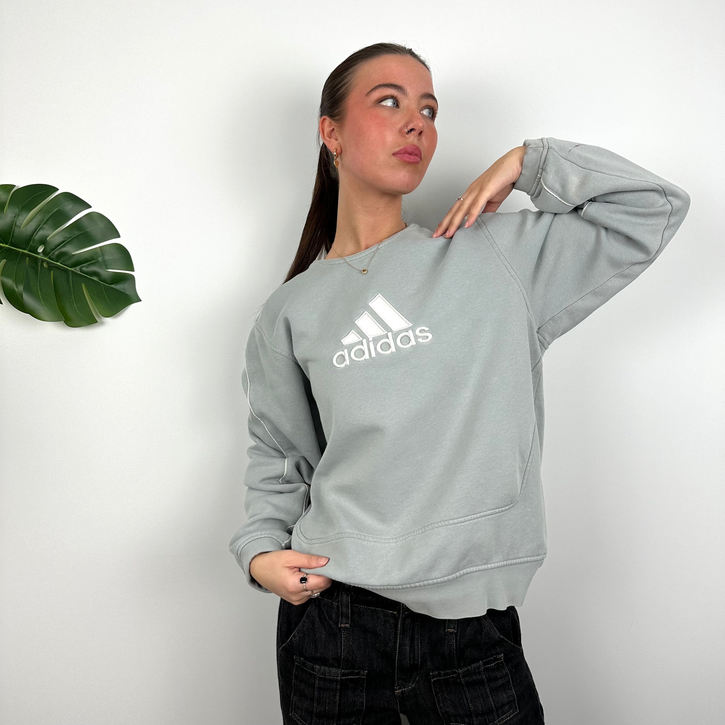 Adidas Baby Blue Embroidered Spell Out Sweatshirt (L)