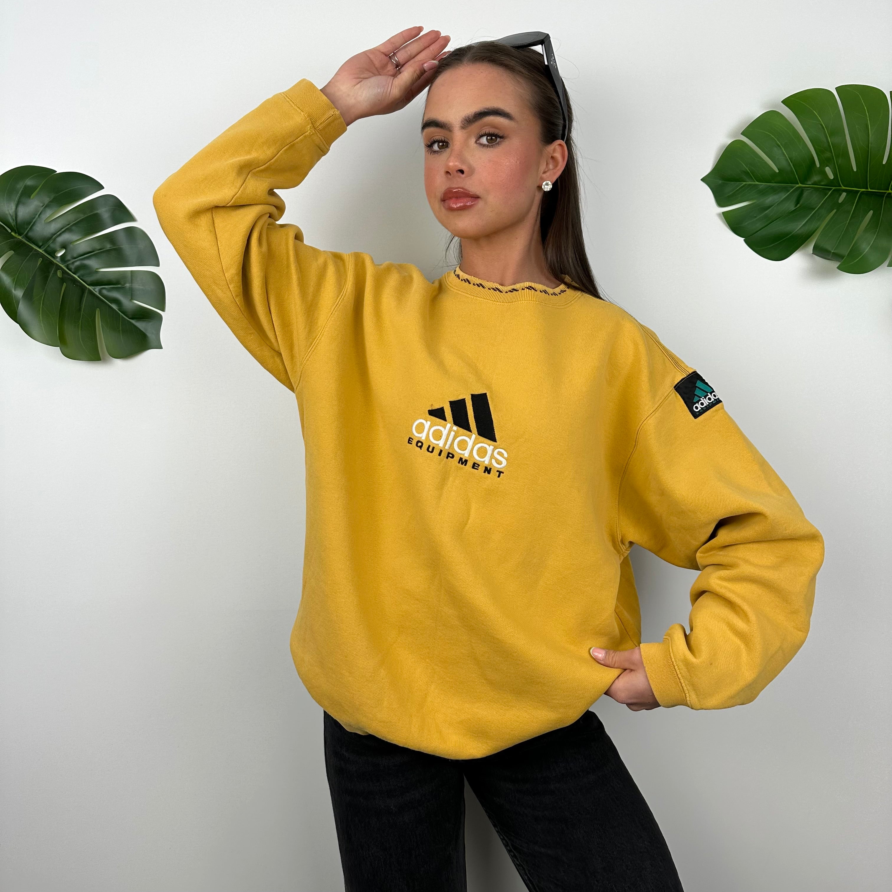 Adidas Equipment Yellow Embroidered Spell Out Sweatshirt (M)