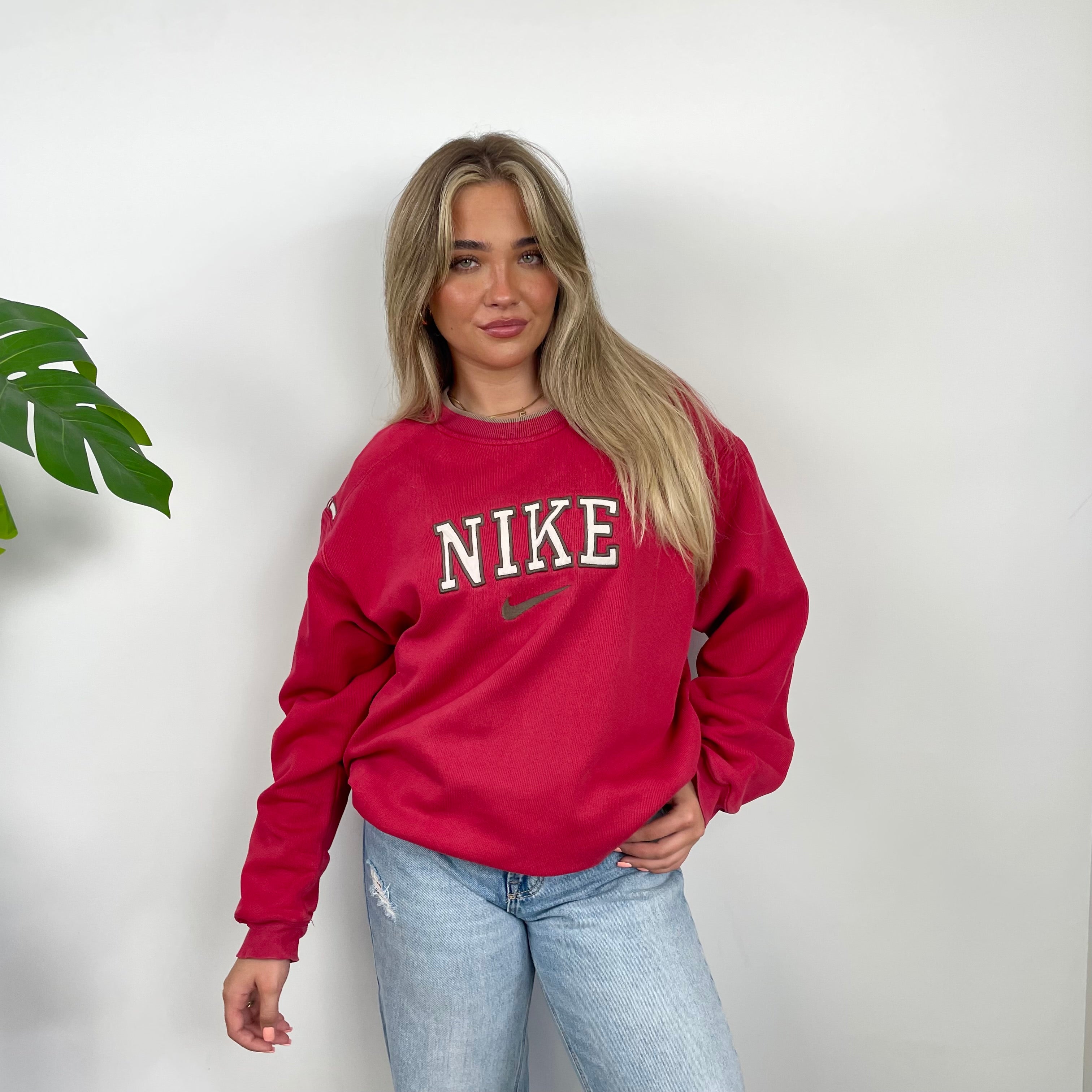 Nike Red Embroidered Spell Out Sweatshirt (L)
