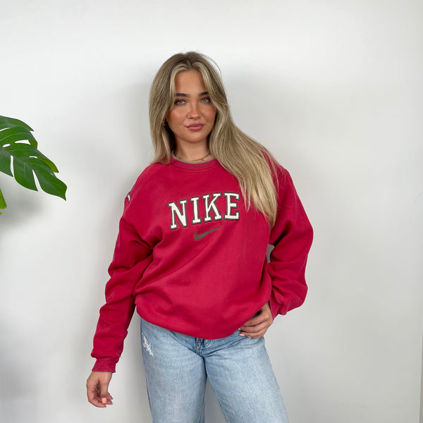 Nike Red Embroidered Spell Out Sweatshirt (L)