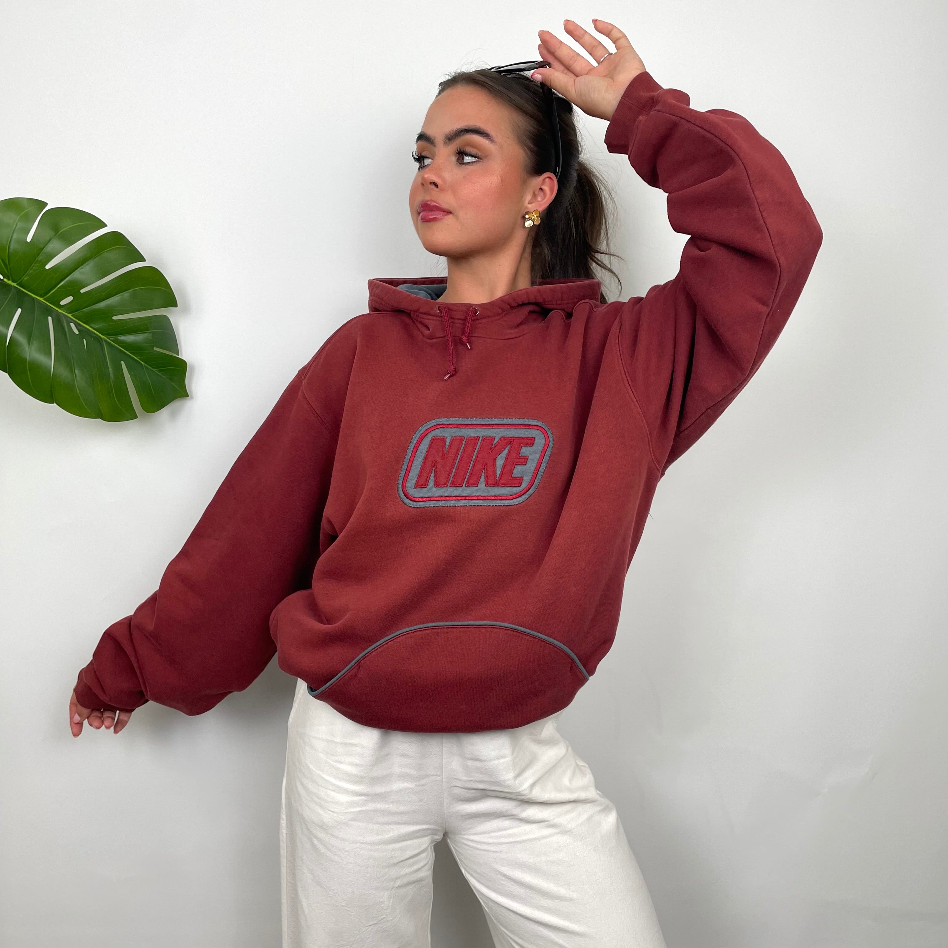 Nike Red Embroidered Spell Out Hoodie (M)