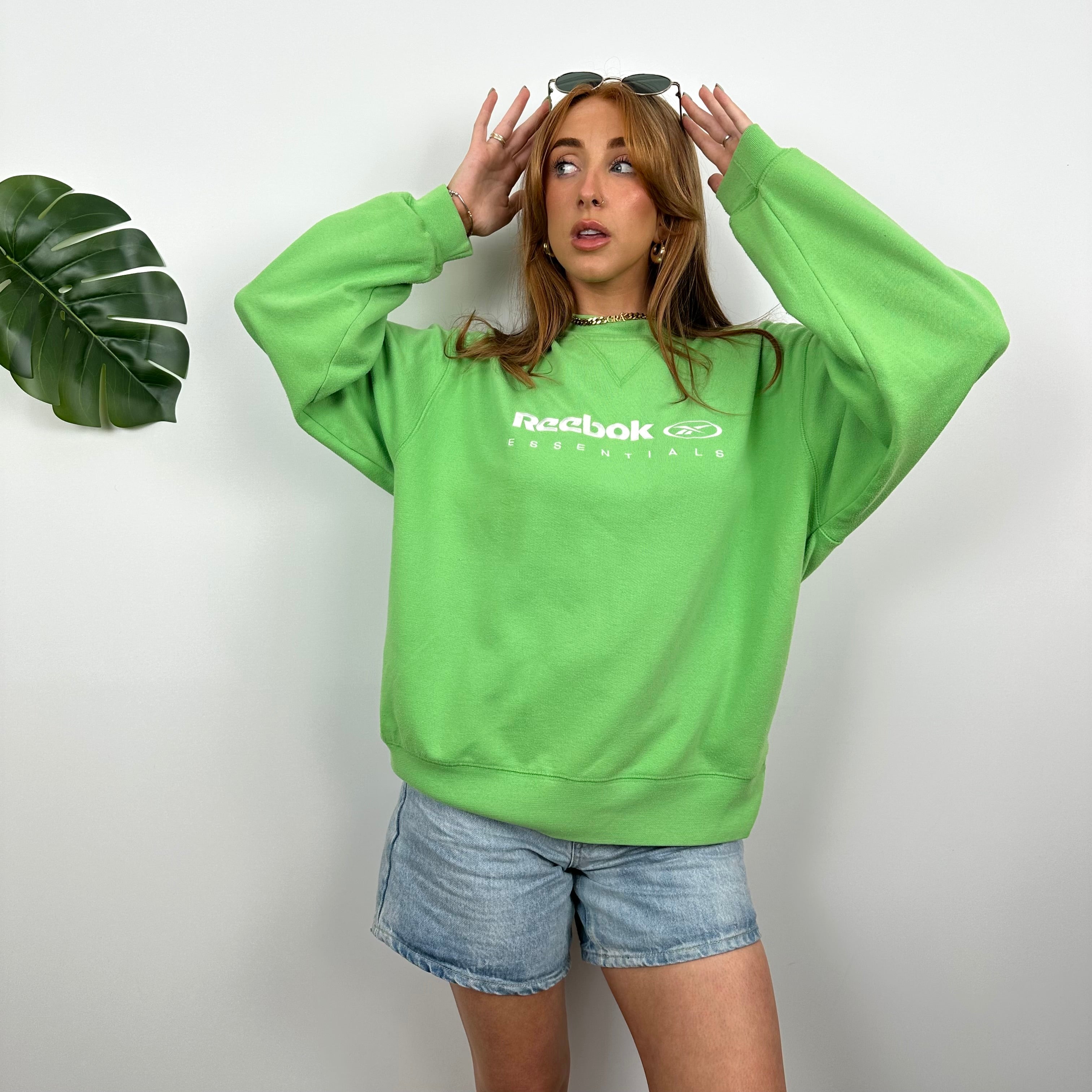 Reebok Membership RARE Green Embroidered Spell Out Sweatshirt (M)