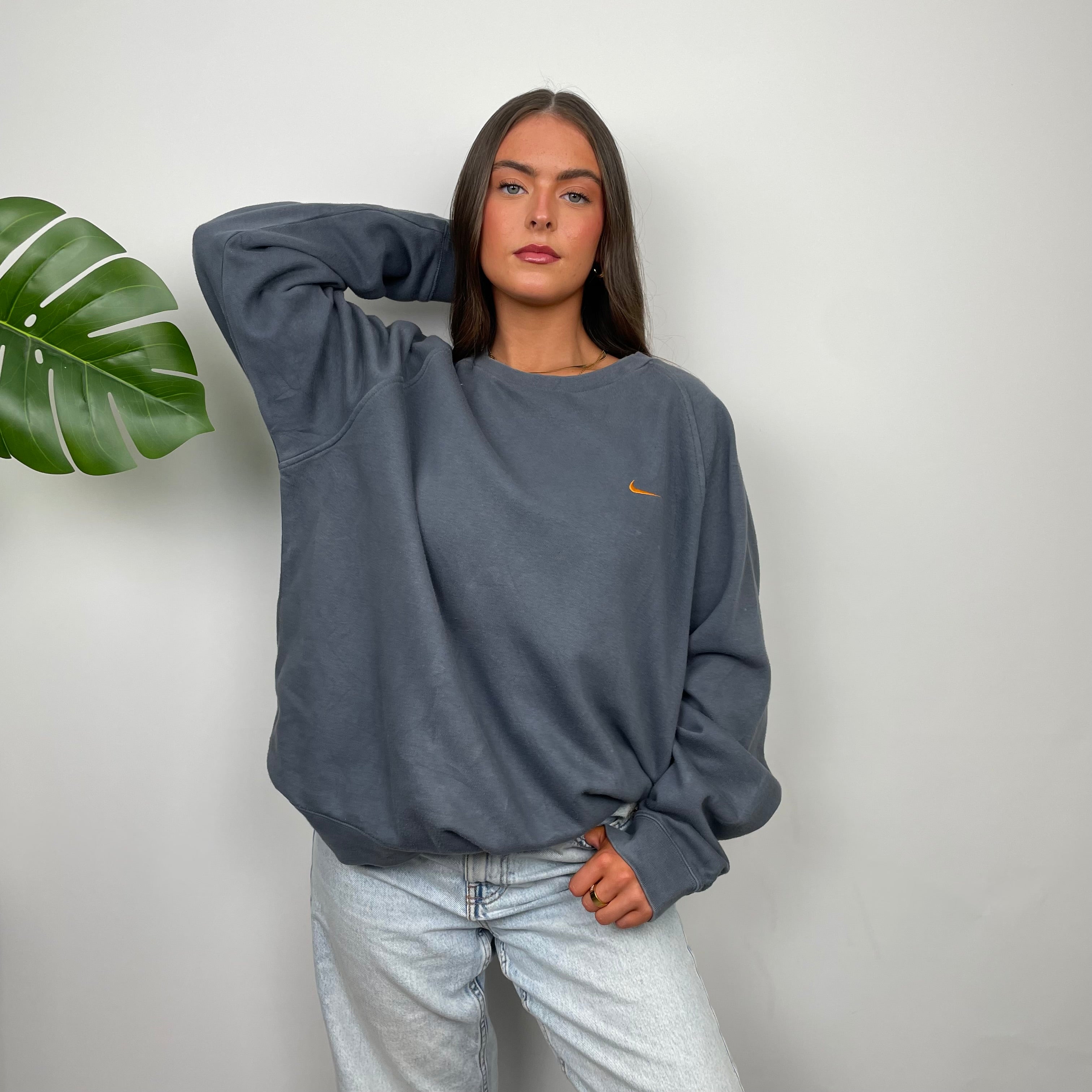 Nike Grey Embroidered Swoosh Sweatshirt (L)